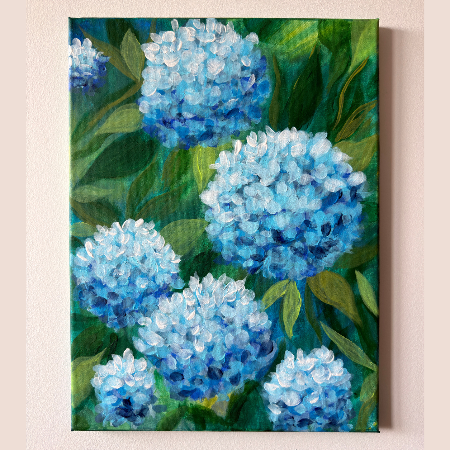 "The Garden I Remember" Original Hydrangeas Acrylic Floral Painting – 12x16 | Art By Snay