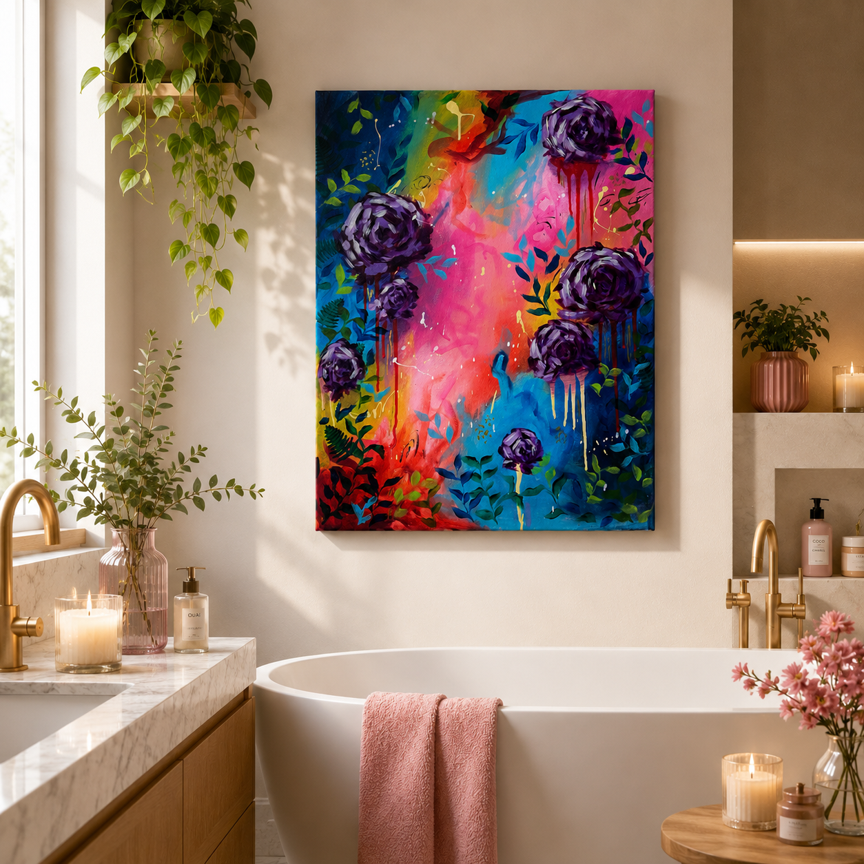 "Wild Hearts" - Original Abstract Acrylic Floral Painting – 18x24 | Art By Snay