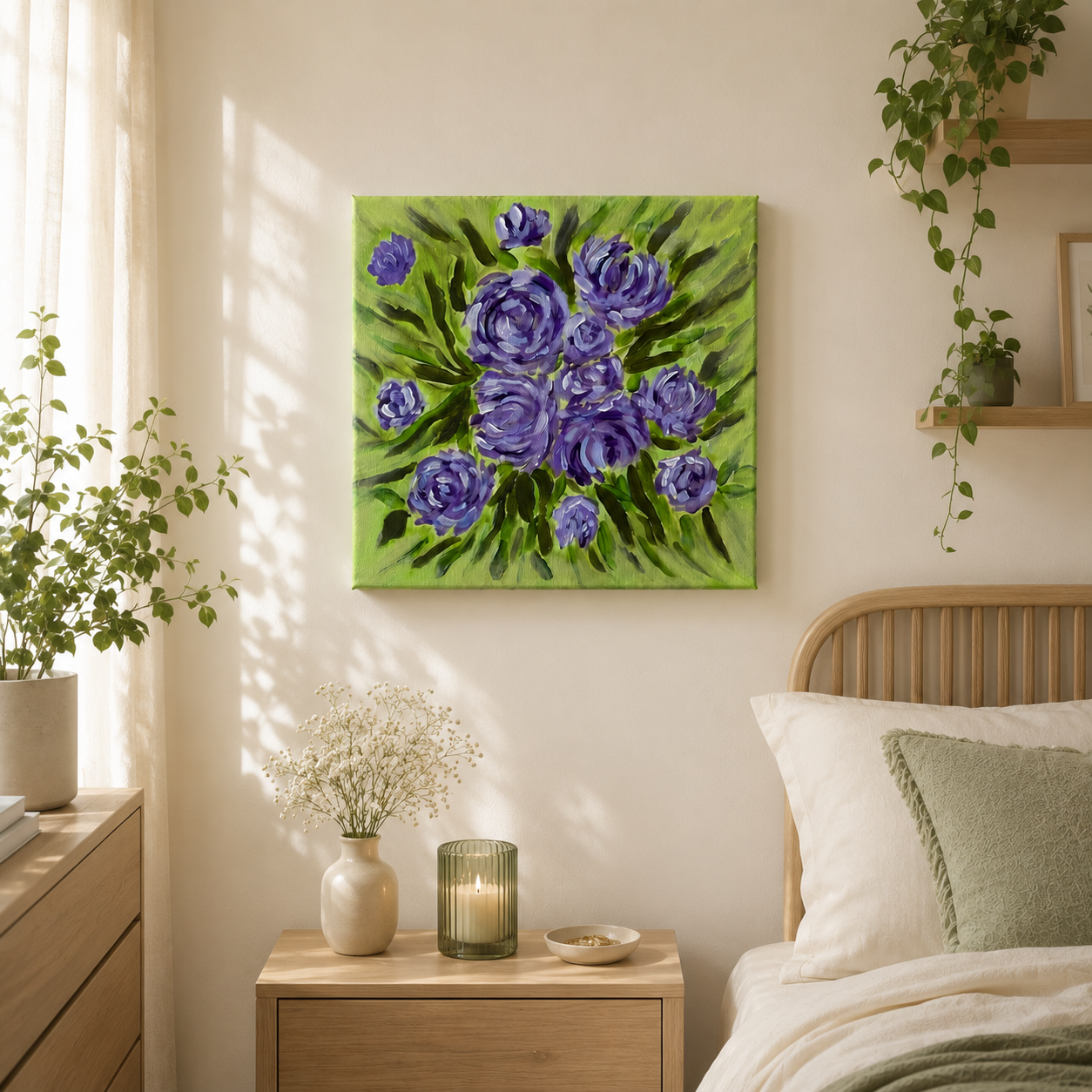 Original Floral Painting - 10x10 (Purple) - Art By Snay