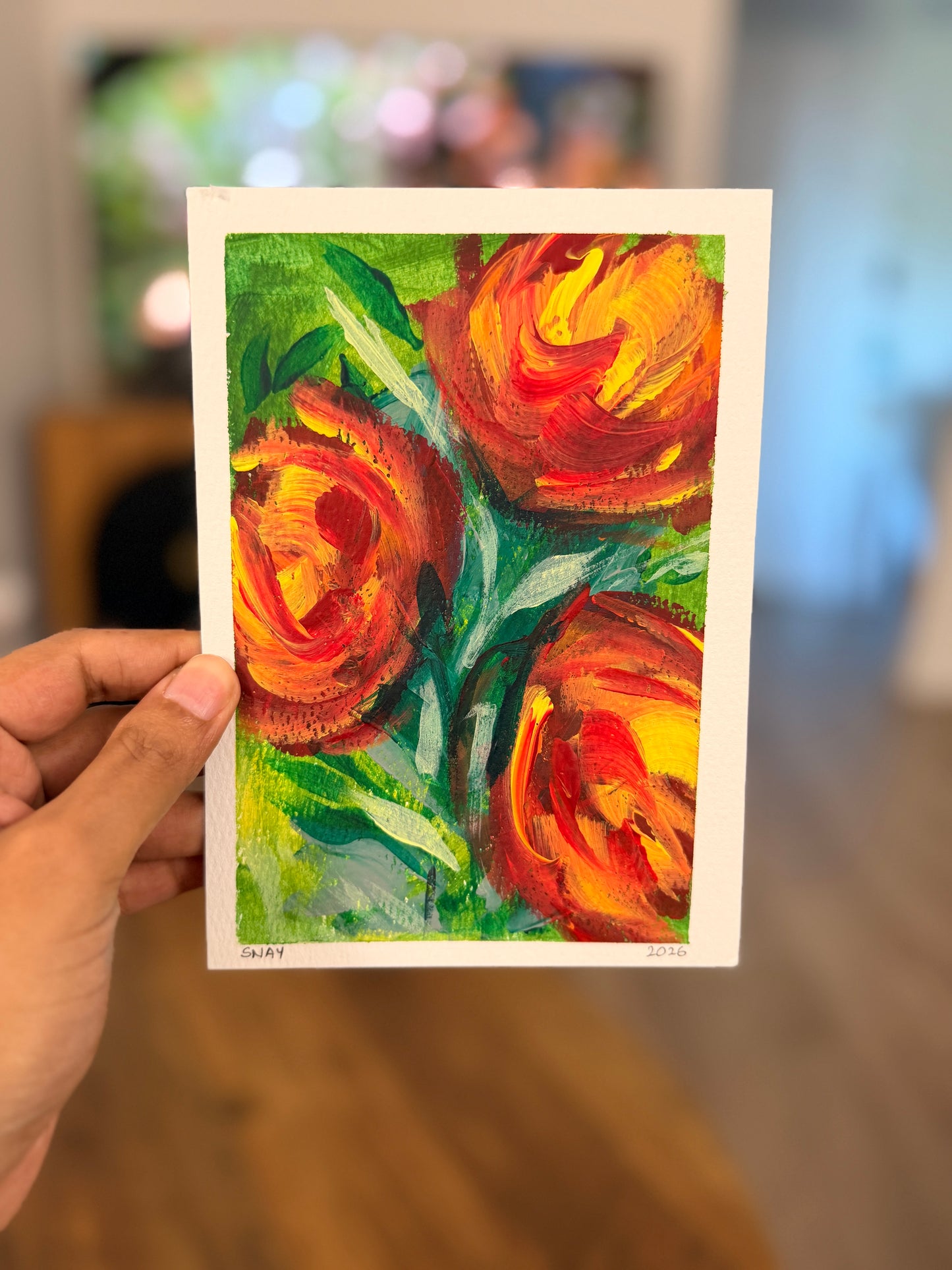 "A Piece of the Sun" Original Acrylic Painting Study on Paper (5" × 7") | Art by Snay
