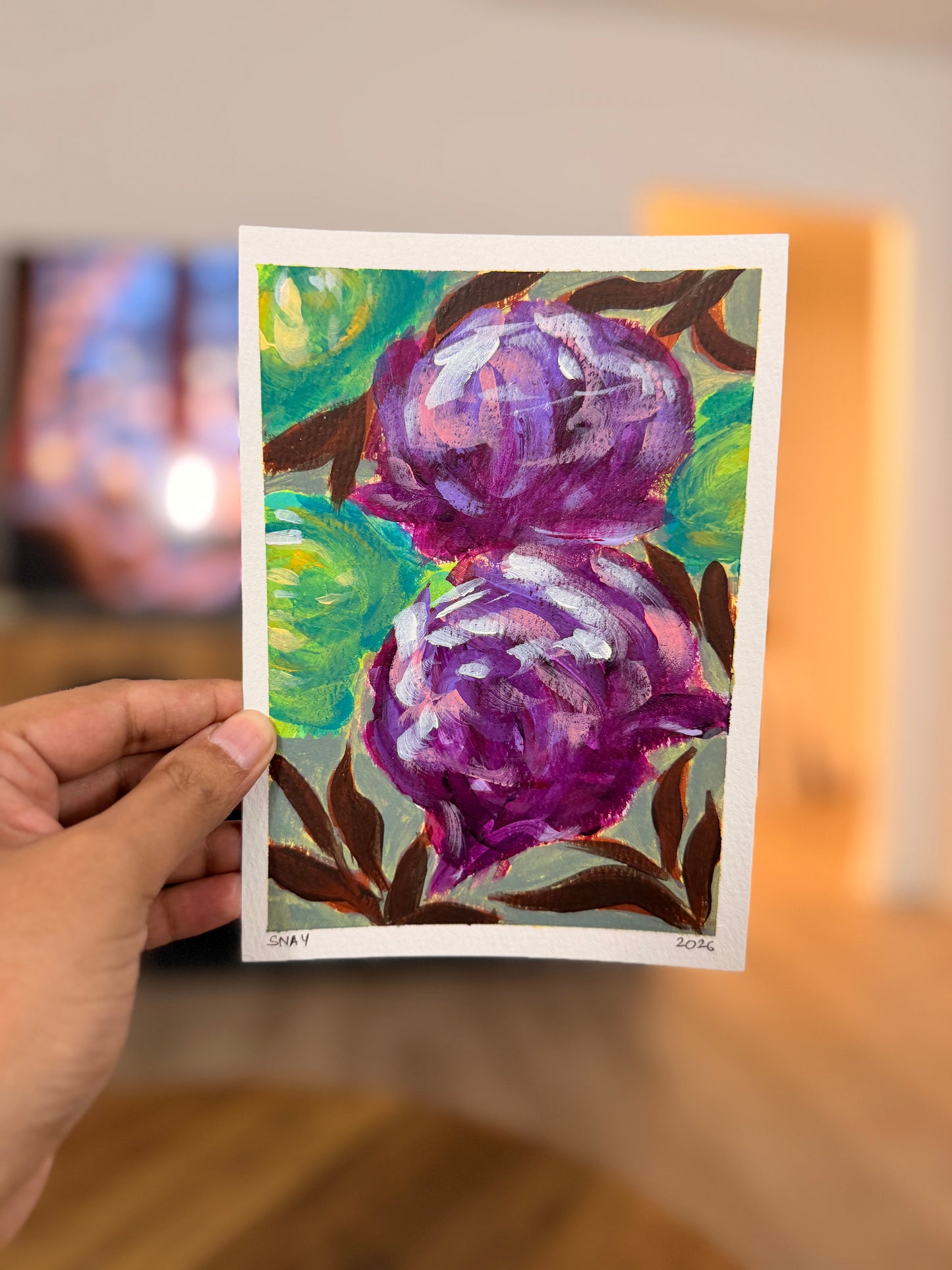 "Purple Hour 3" Original Acrylic Painting Study on Paper (5" × 7") | Art by Snay