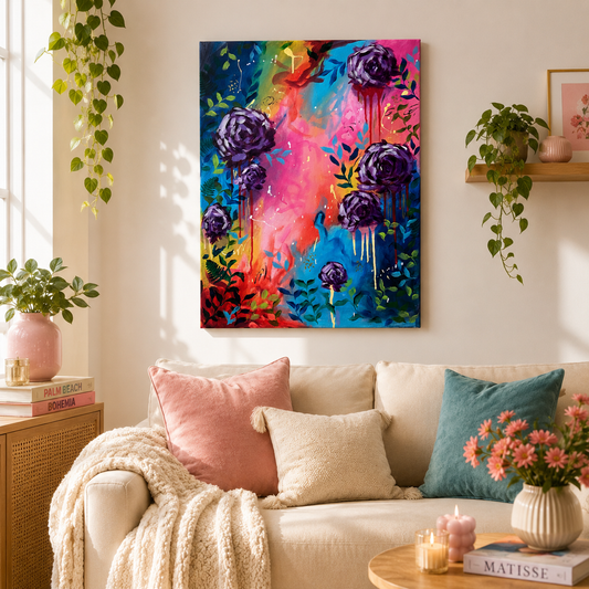 "Wild Hearts" - Original Abstract Acrylic Floral Painting – 18x24 | Art By Snay