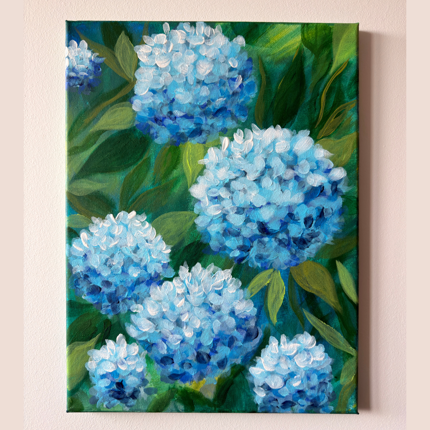 "The Garden I Remember" Original Hydrangeas Acrylic Floral Painting – 12x16 | Art By Snay