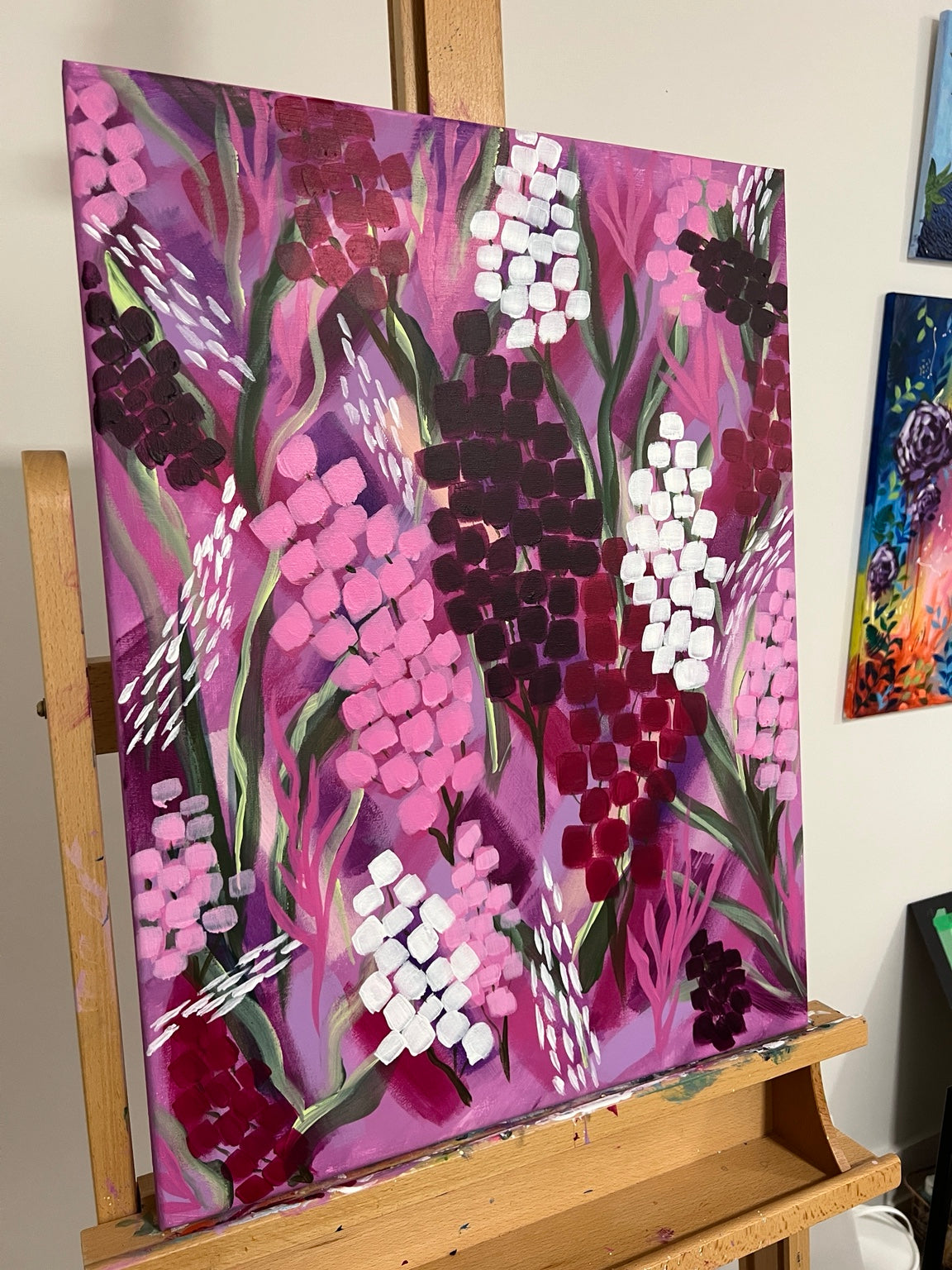 "Wildly, Softly" - Original Abstract Acrylic Floral Painting – 18x24 | Art By Snay