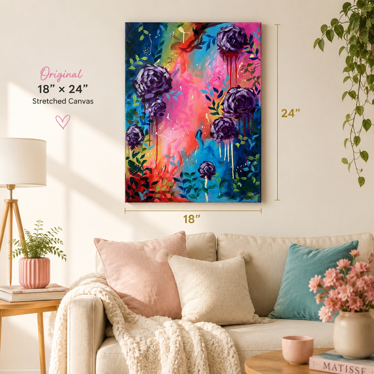 "Wild Hearts" - Original Abstract Acrylic Floral Painting – 18x24 | Art By Snay