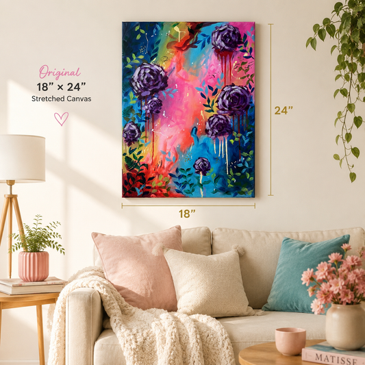 "Wild Hearts" - Original Abstract Acrylic Floral Painting – 18x24 | Art By Snay