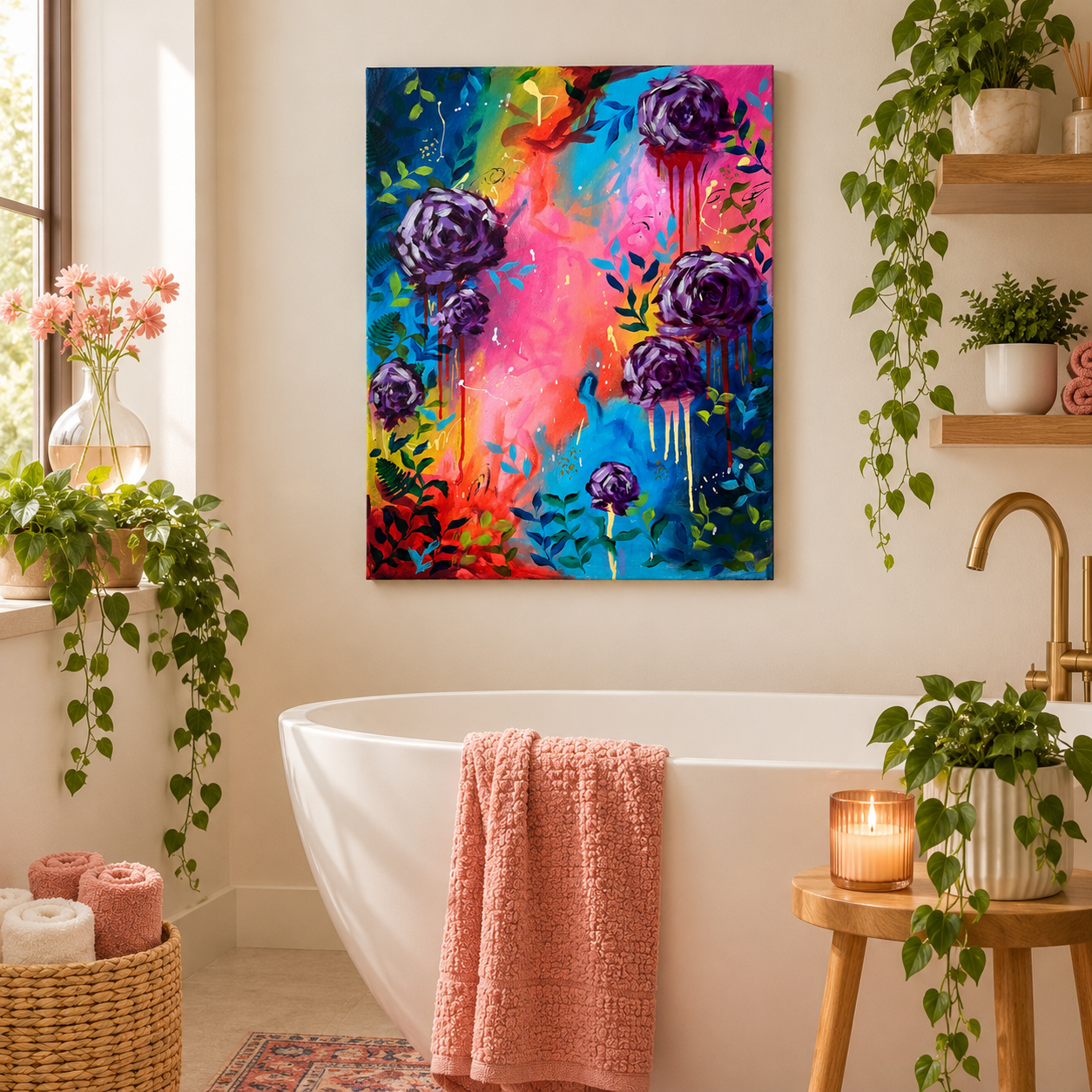 "Wild Hearts" - Original Abstract Acrylic Floral Painting – 18x24 | Art By Snay