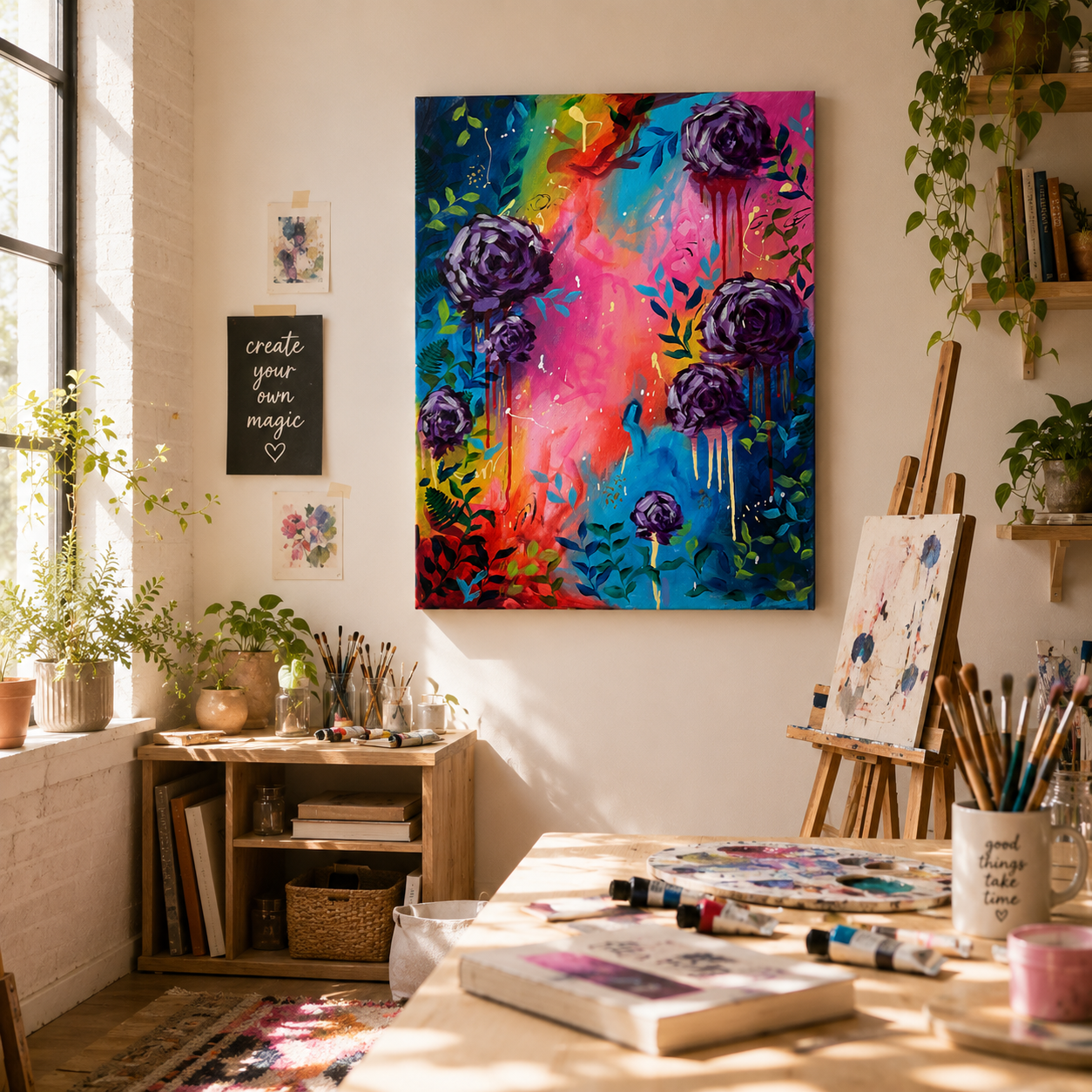 "Wild Hearts" - Original Abstract Acrylic Floral Painting – 18x24 | Art By Snay