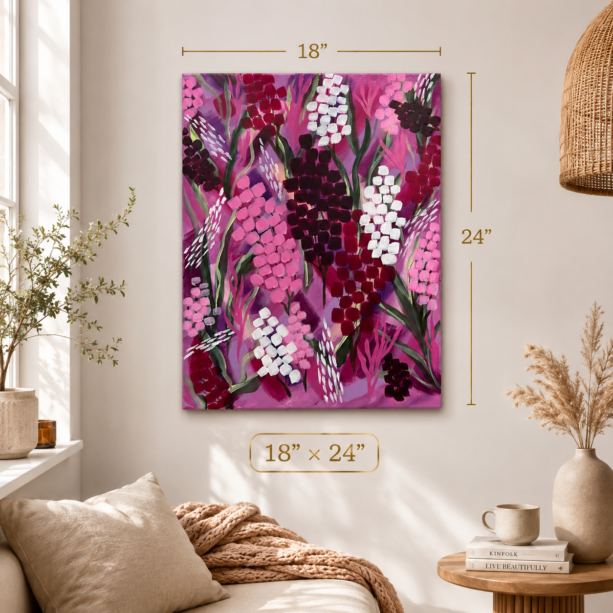 "Wildly, Softly" - Original Abstract Acrylic Floral Painting – 18x24 | Art By Snay
