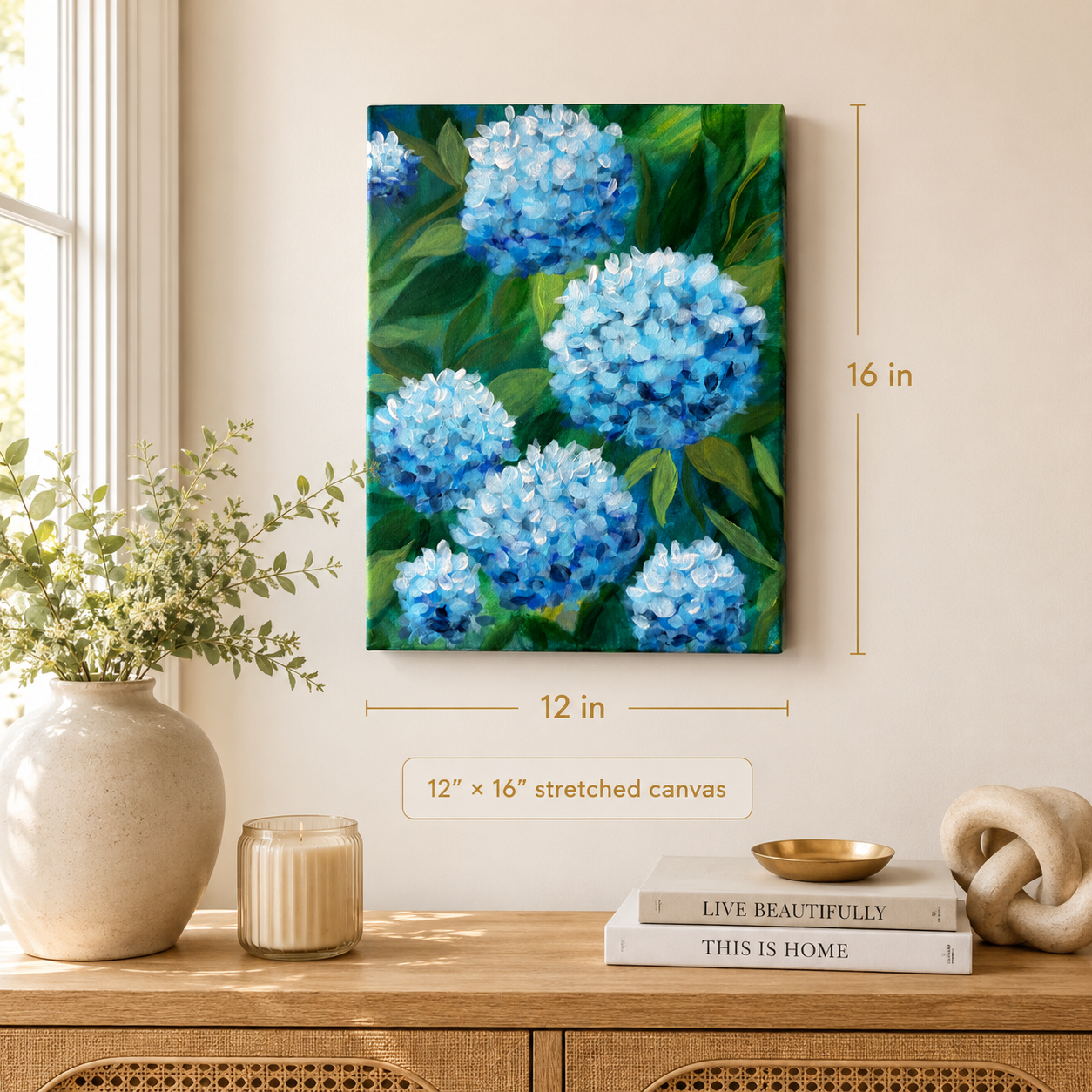 "The Garden I Remember" Original Hydrangeas Acrylic Floral Painting – 12x16 | Art By Snay