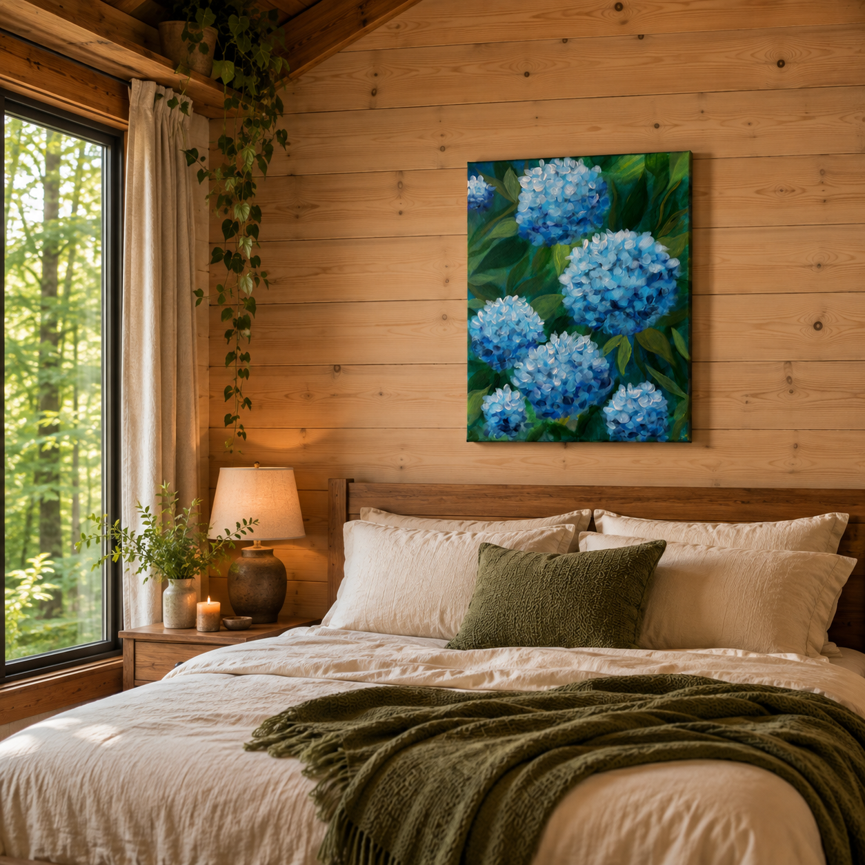 "The Garden I Remember" Original Hydrangeas Acrylic Floral Painting – 12x16 | Art By Snay