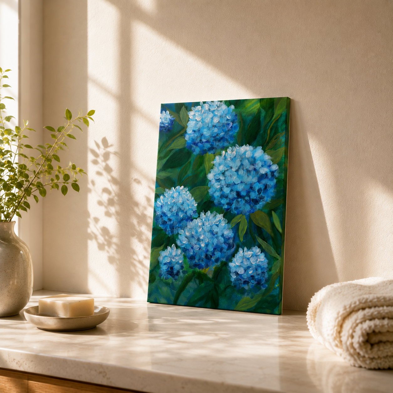 "The Garden I Remember" Original Hydrangeas Acrylic Floral Painting – 12x16 | Art By Snay