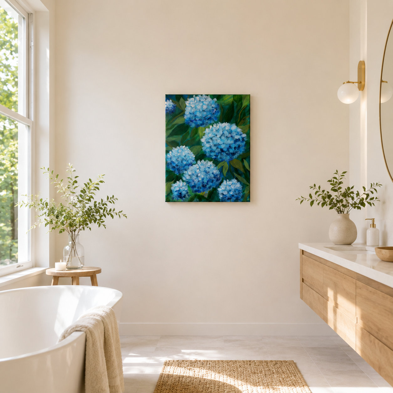 "The Garden I Remember" Original Hydrangeas Acrylic Floral Painting – 12x16 | Art By Snay
