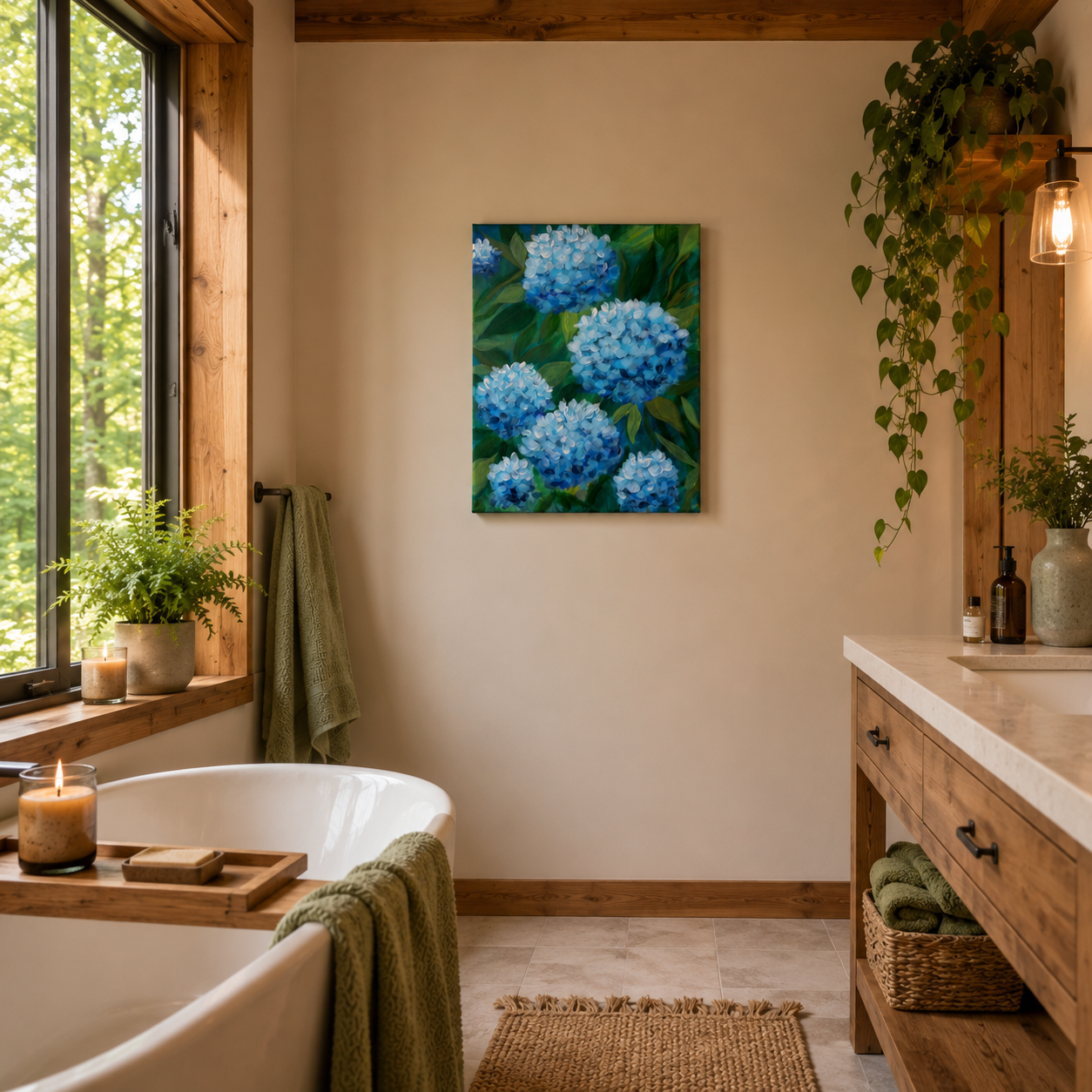 "The Garden I Remember" Original Hydrangeas Acrylic Floral Painting – 12x16 | Art By Snay