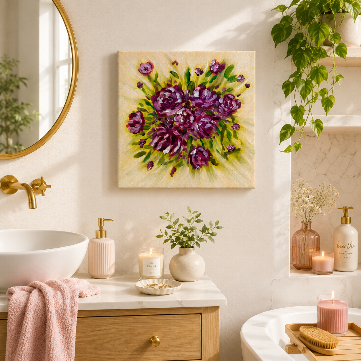 Original Floral Painting - 10x10 (Pink) - Art By Snay
