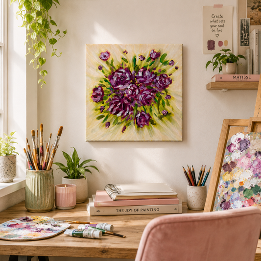 Original Floral Painting - 10x10 (Pink) - Art By Snay