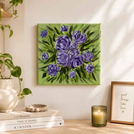 Original Floral Painting - 10x10 (Purple) - Art By Snay