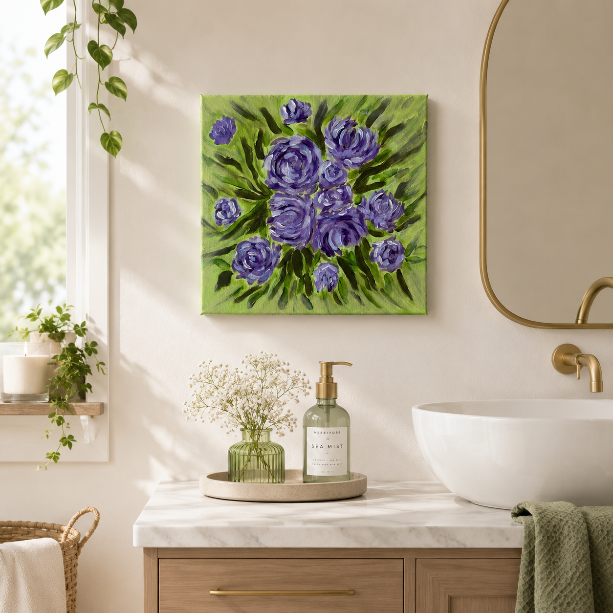 Original Floral Painting - 10x10 (Purple) - Art By Snay