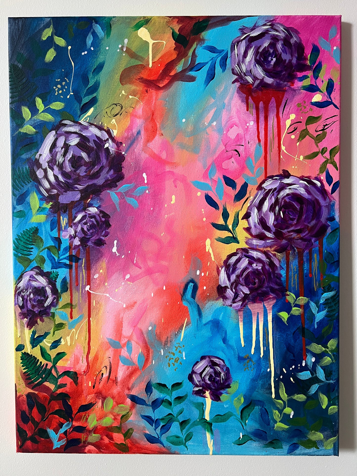 "Wild Hearts" - Original Abstract Acrylic Floral Painting – 18x24 | Art By Snay