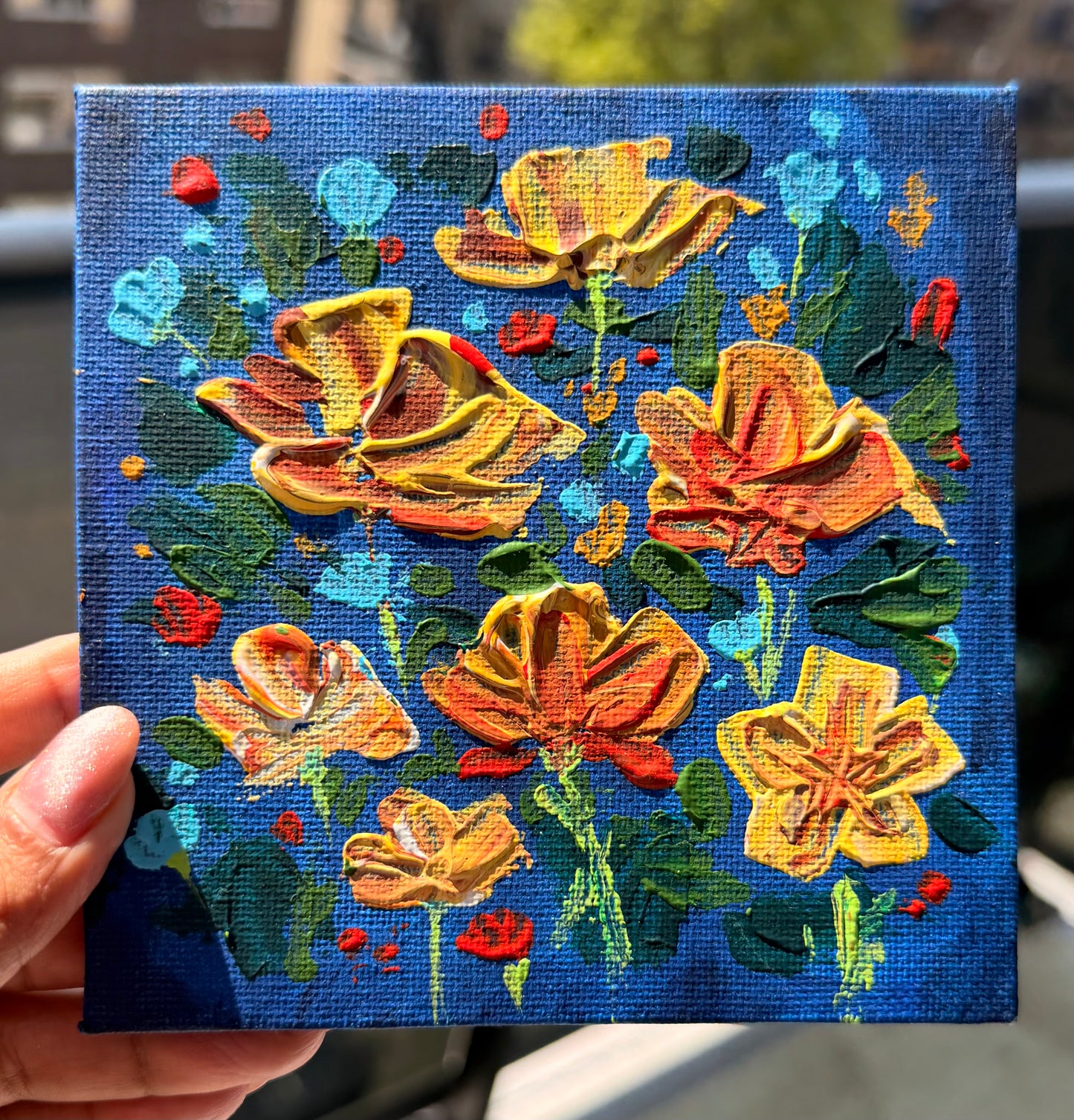 Original Floral Abstract Painting -  5x5 | Art By Snay