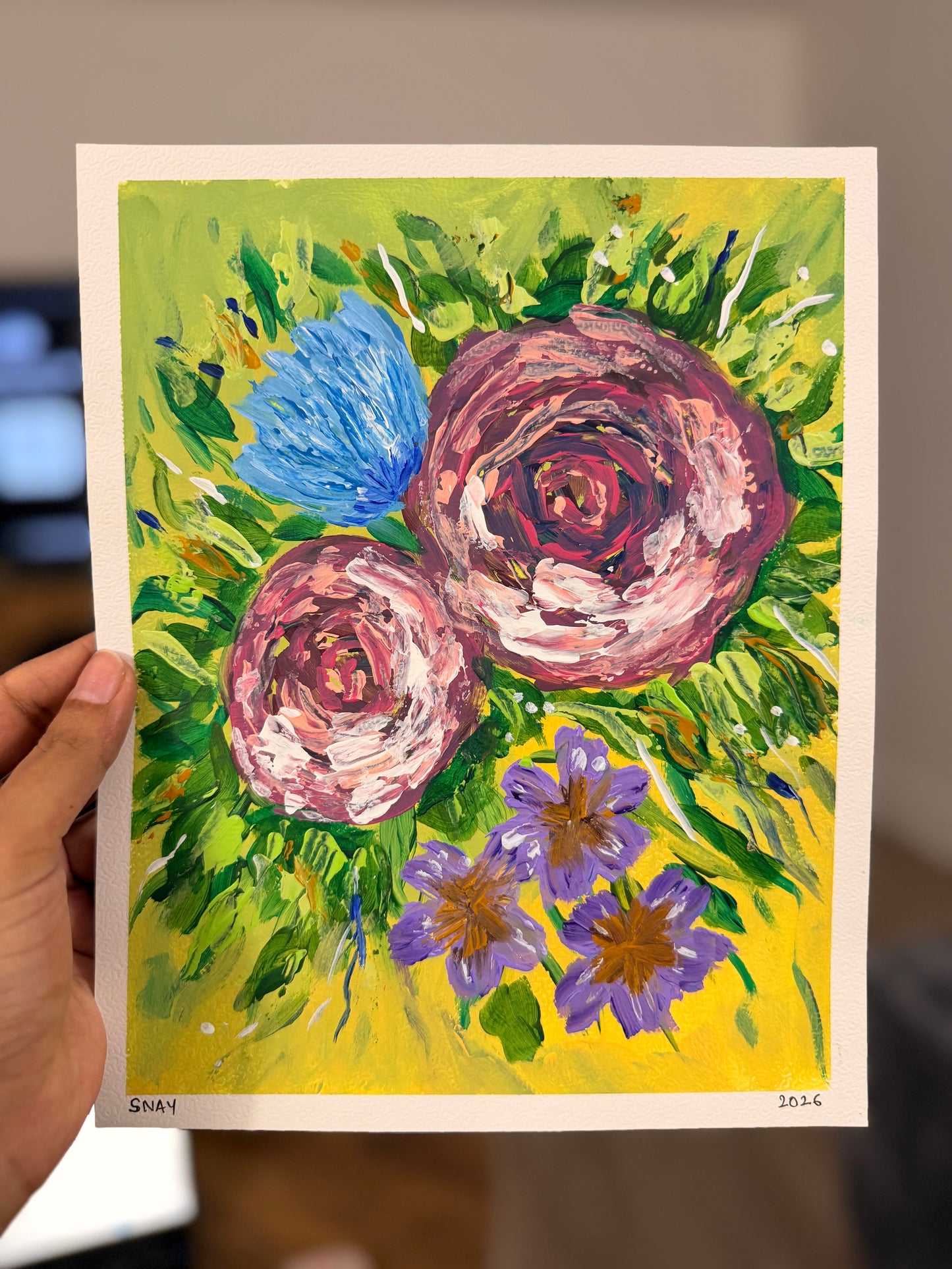 "Wildflower Waltz" Original Acrylic Painting Study on Paper (8" × 10") | Art by Snay