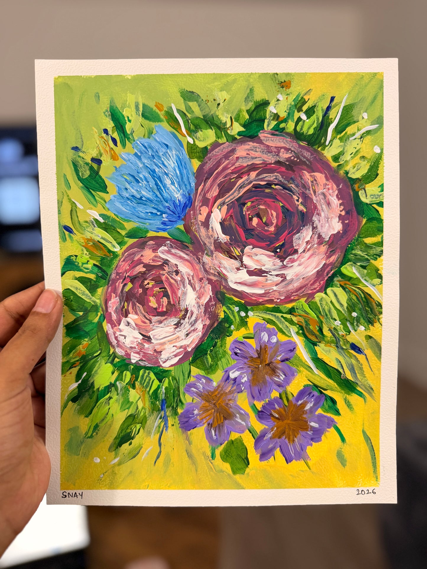 "Wildflower Waltz" Original Acrylic Painting Study on Paper (8" × 10") | Art by Snay