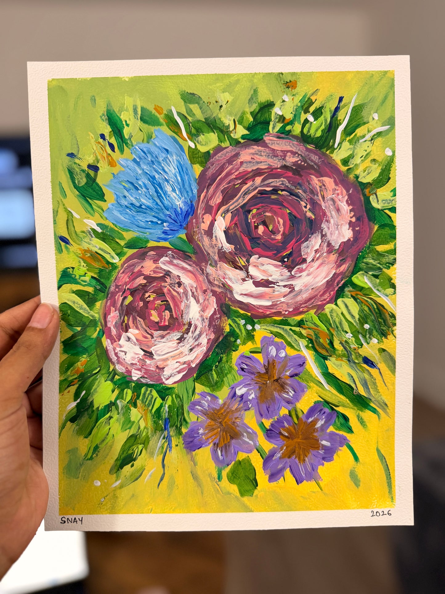 "Wildflower Waltz" Original Acrylic Painting Study on Paper (8" × 10") | Art by Snay
