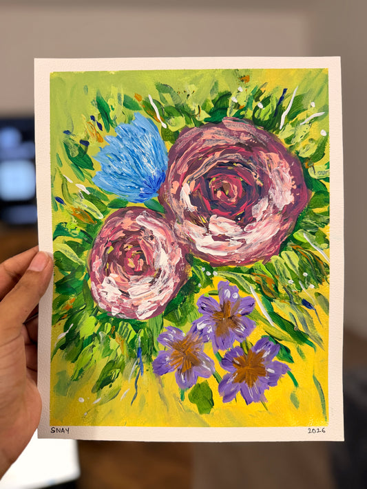 "Wildflower Waltz" Original Acrylic Painting Study on Paper (8" × 10") | Art by Snay