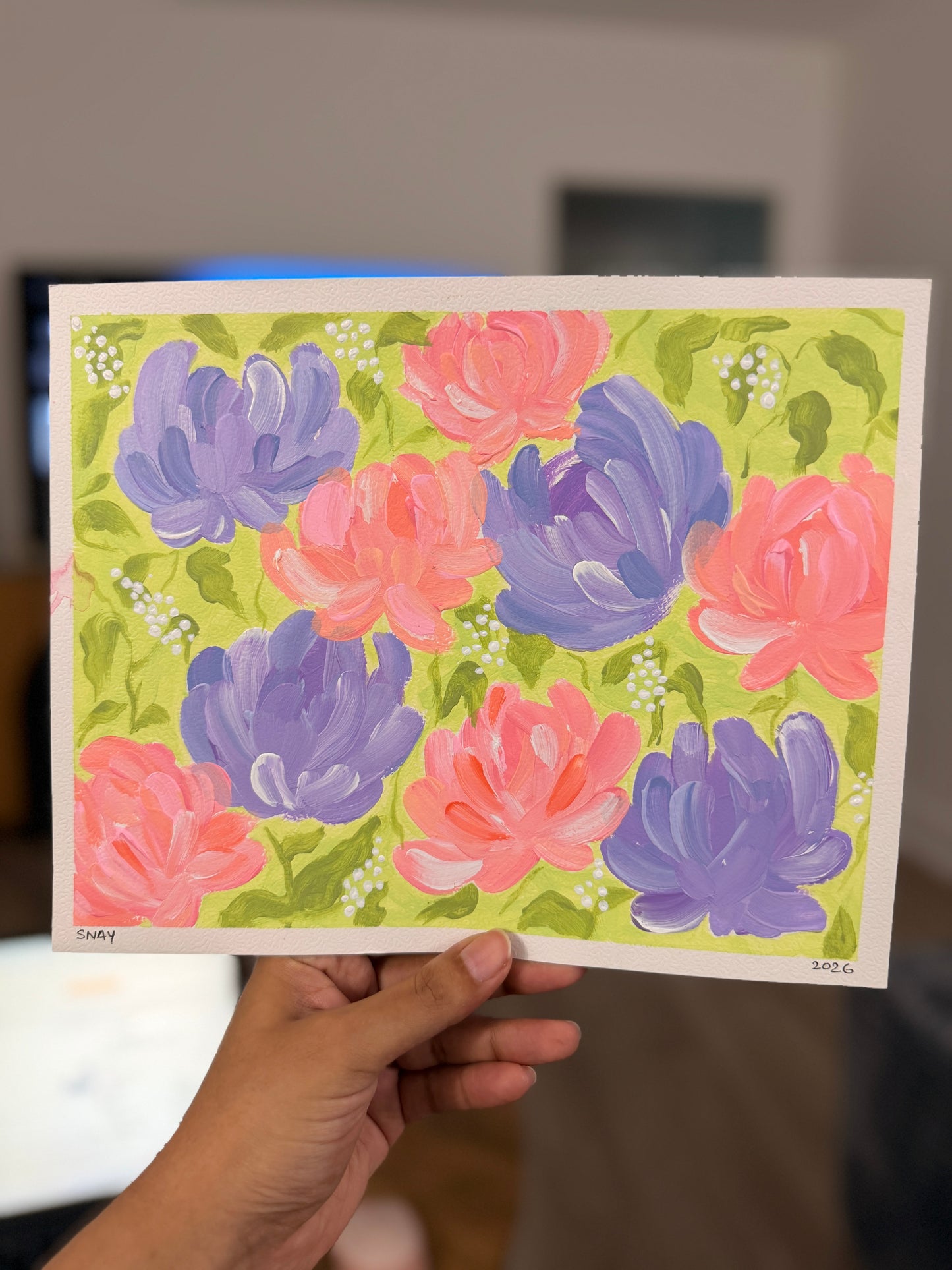 "Pastel Florals" Original Acrylic Painting Study on Paper (8" × 10") | Art by Snay