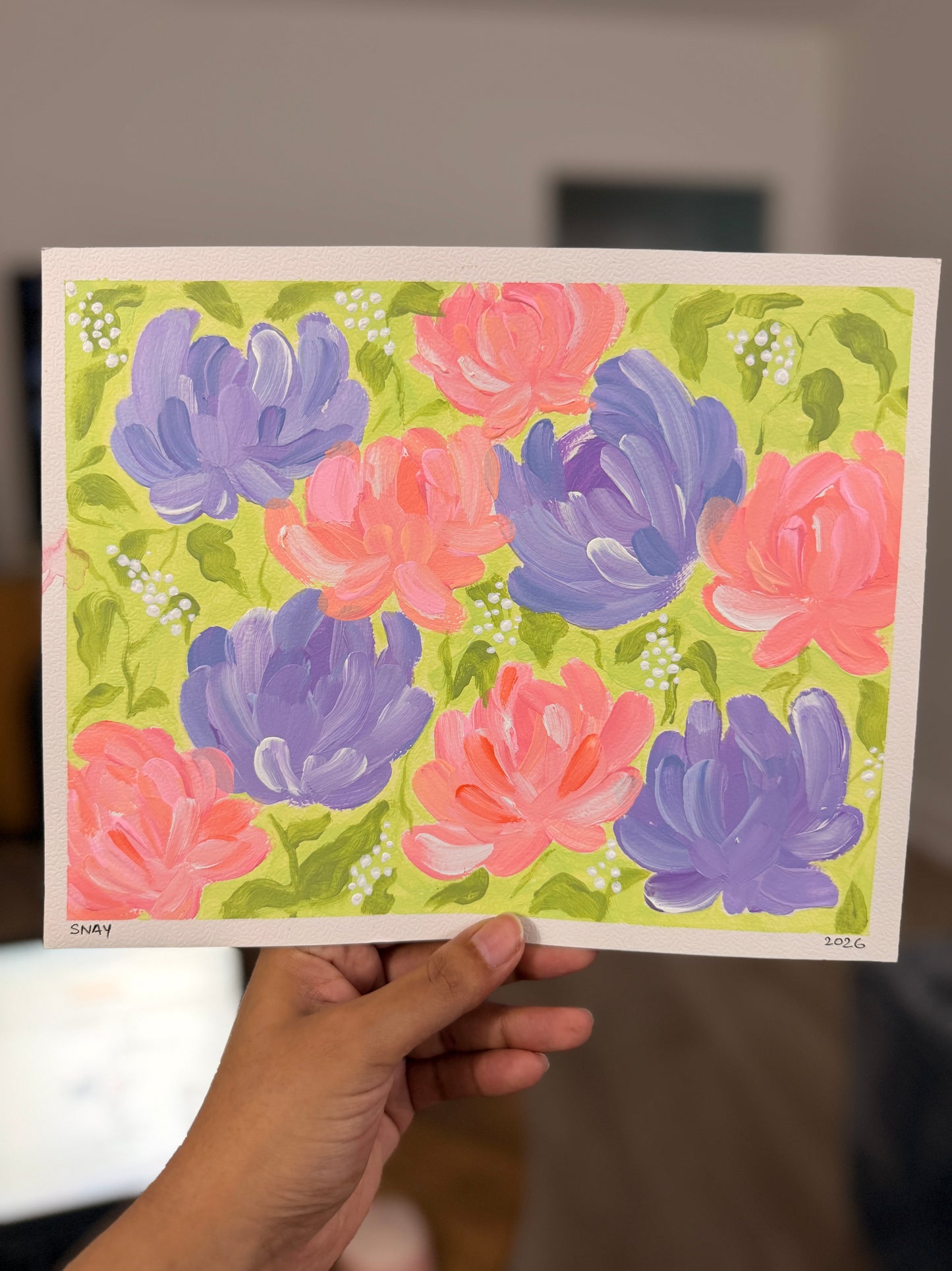 "Pastel Florals" Original Acrylic Painting Study on Paper (8" × 10") | Art by Snay