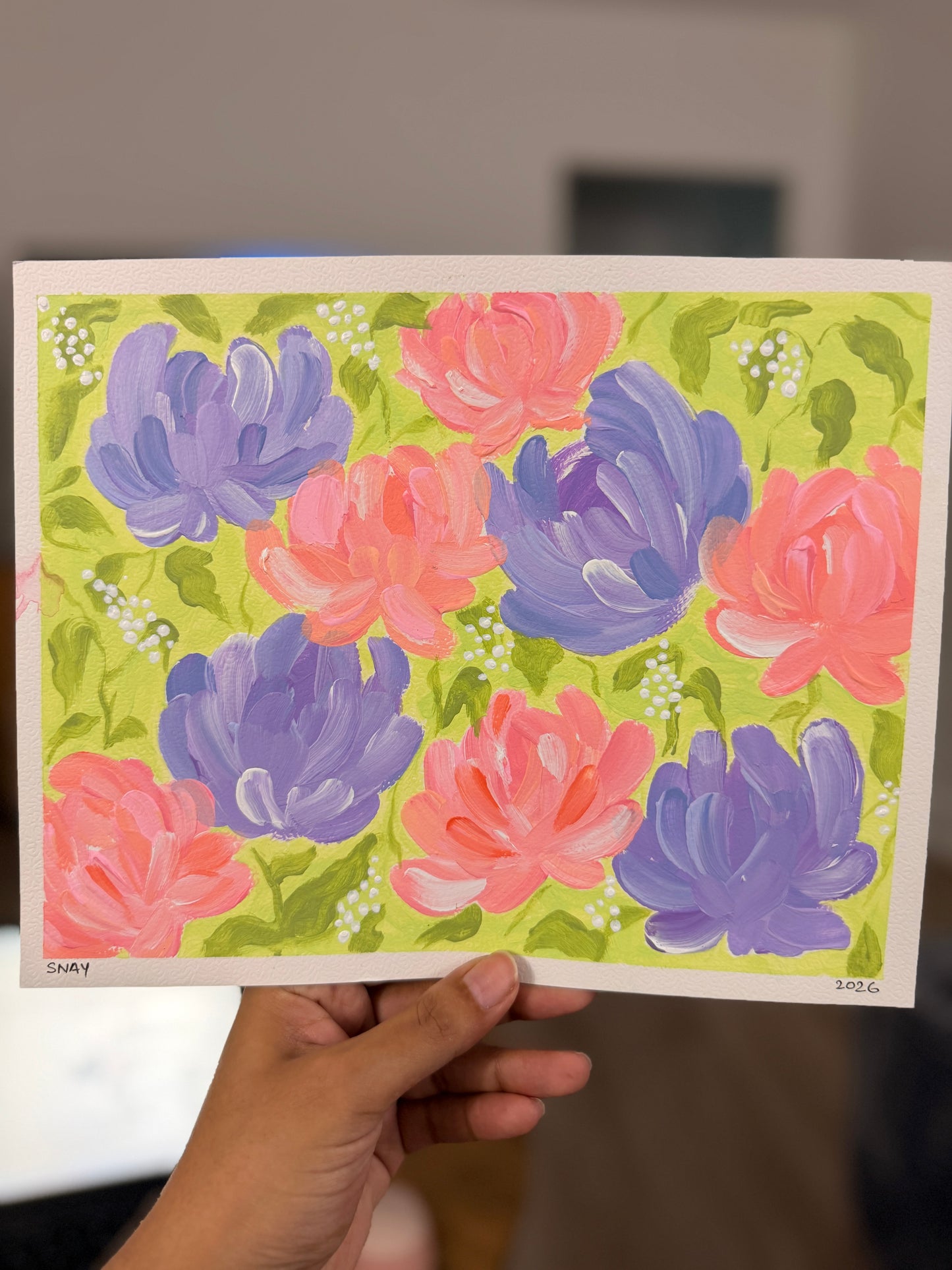 "Pastel Florals" Original Acrylic Painting Study on Paper (8" × 10") | Art by Snay