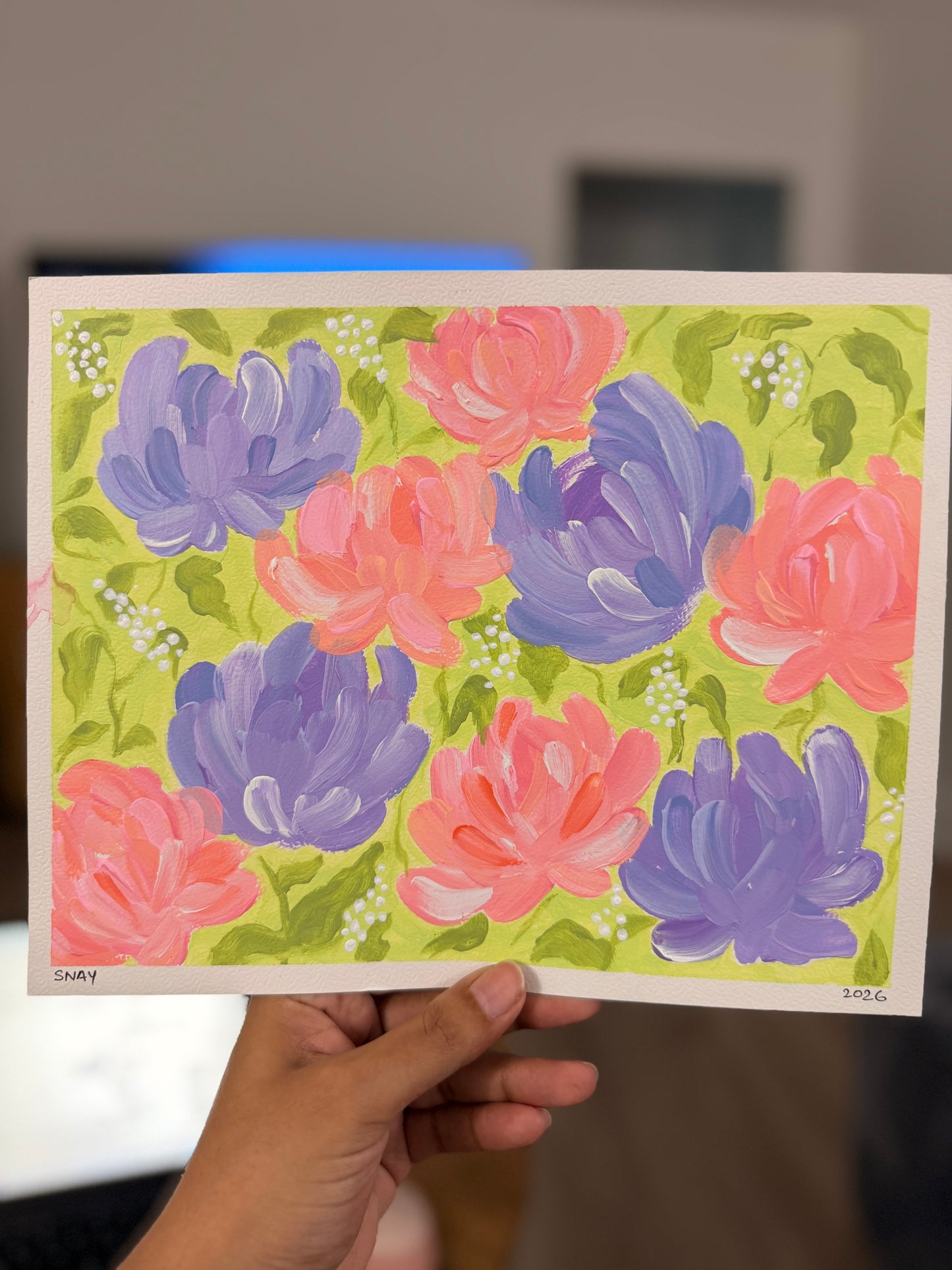 "Pastel Florals" Original Acrylic Painting Study on Paper (8" × 10") | Art by Snay