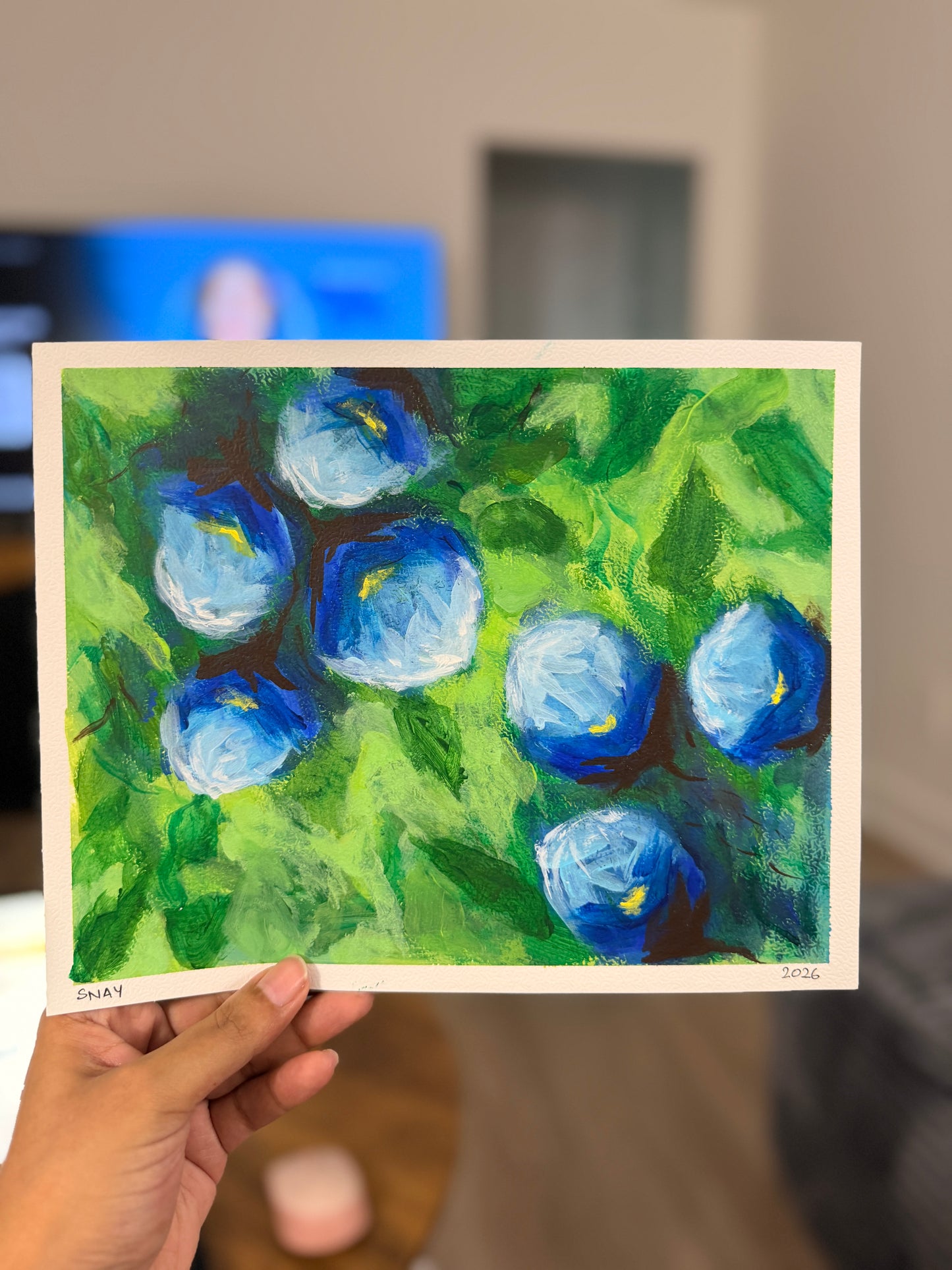 "Wild Blues" Original Acrylic Painting Study on Paper (8" × 10") | Art by Snay