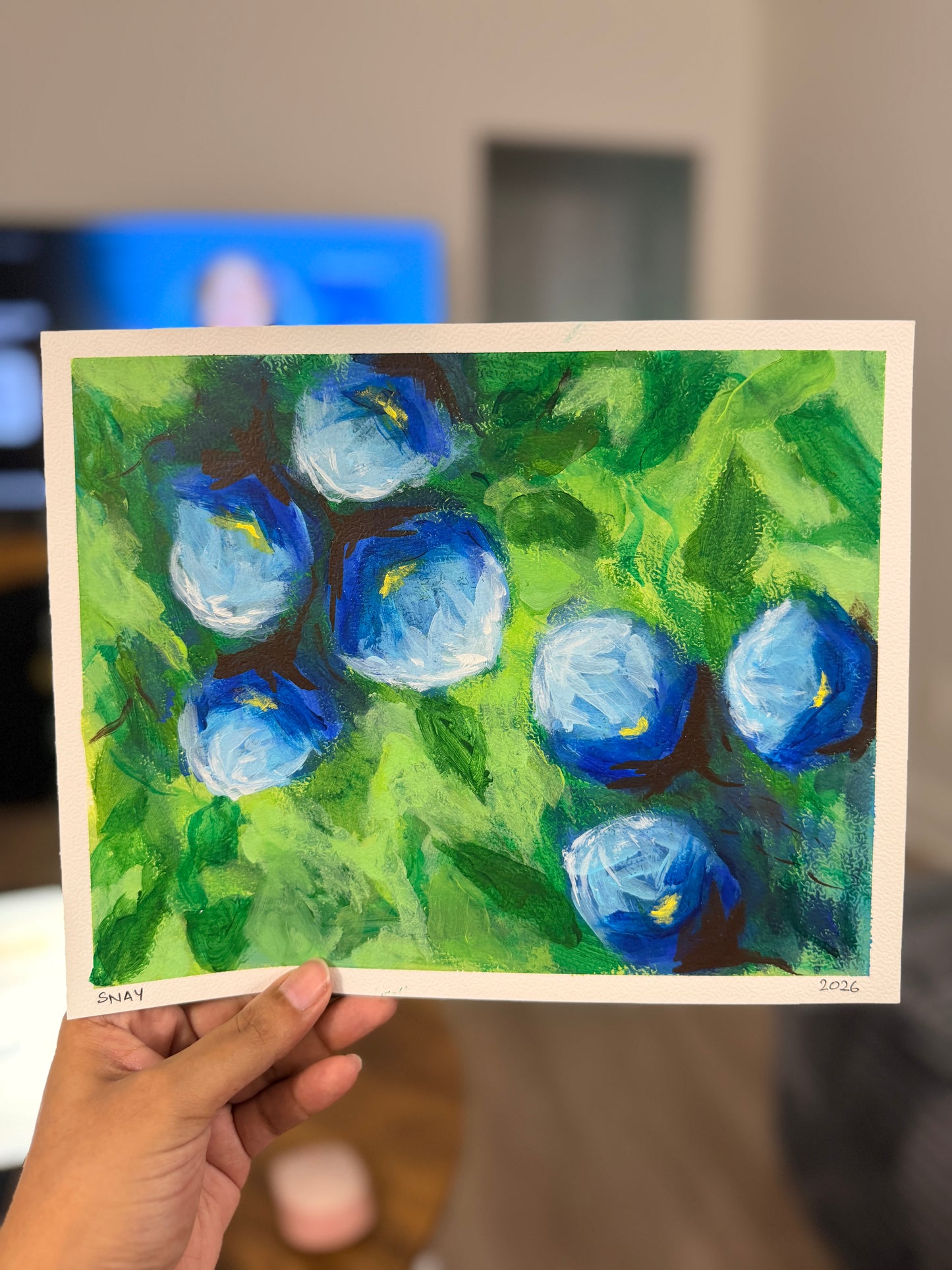 "Wild Blues" Original Acrylic Painting Study on Paper (8" × 10") | Art by Snay
