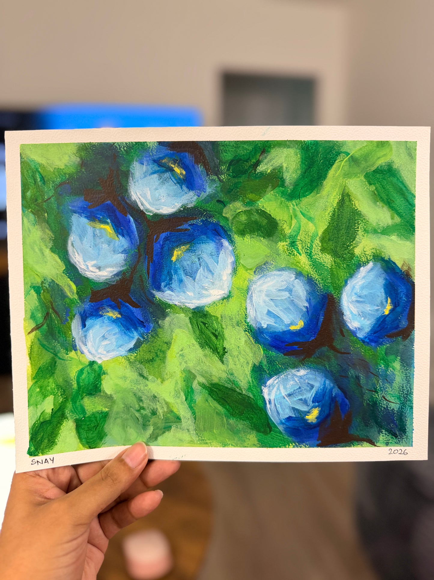 "Wild Blues" Original Acrylic Painting Study on Paper (8" × 10") | Art by Snay