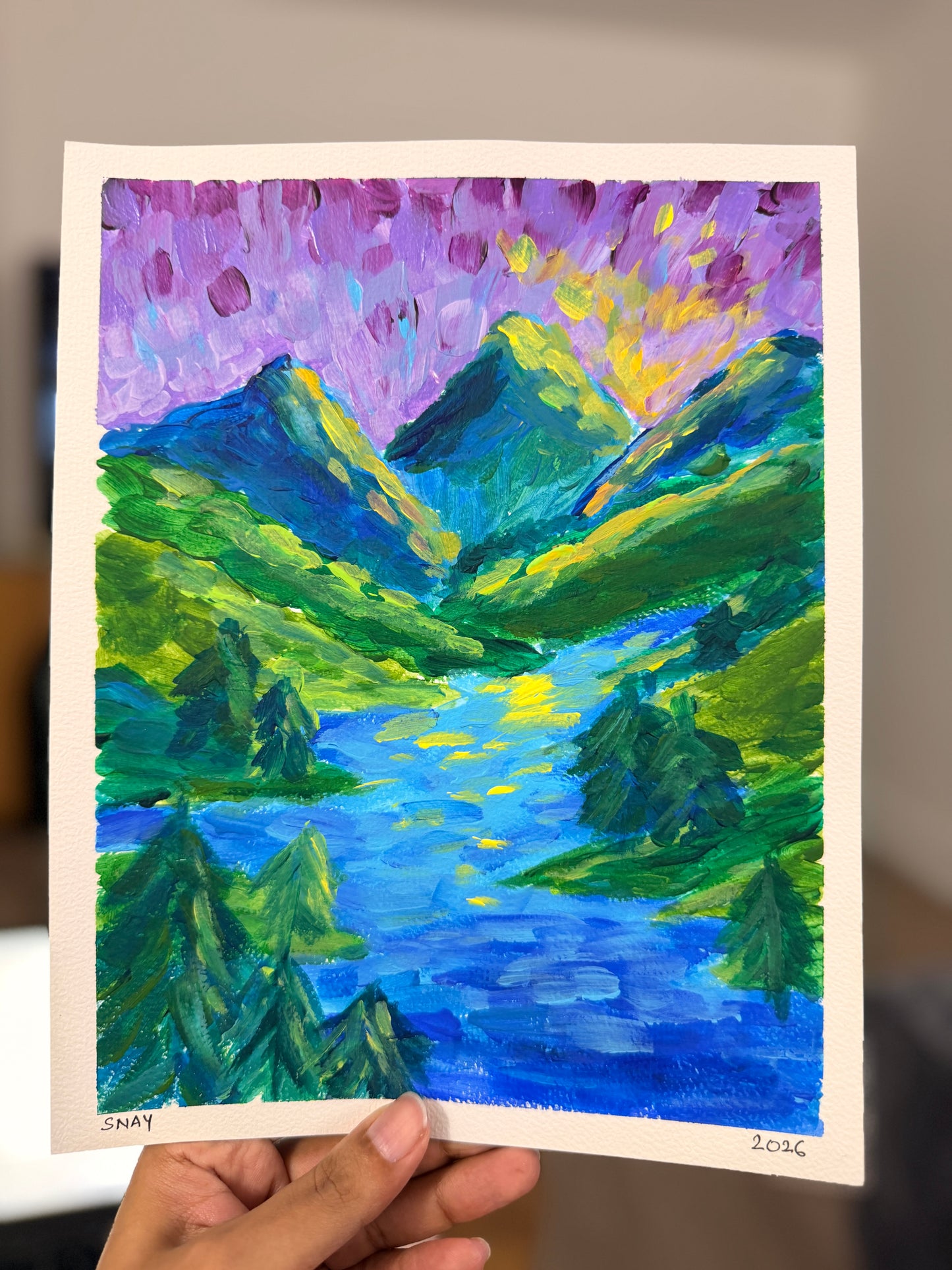"Somewhere to Breathe" Original Acrylic Painting Study on Paper (8" × 10") | Art by Snay