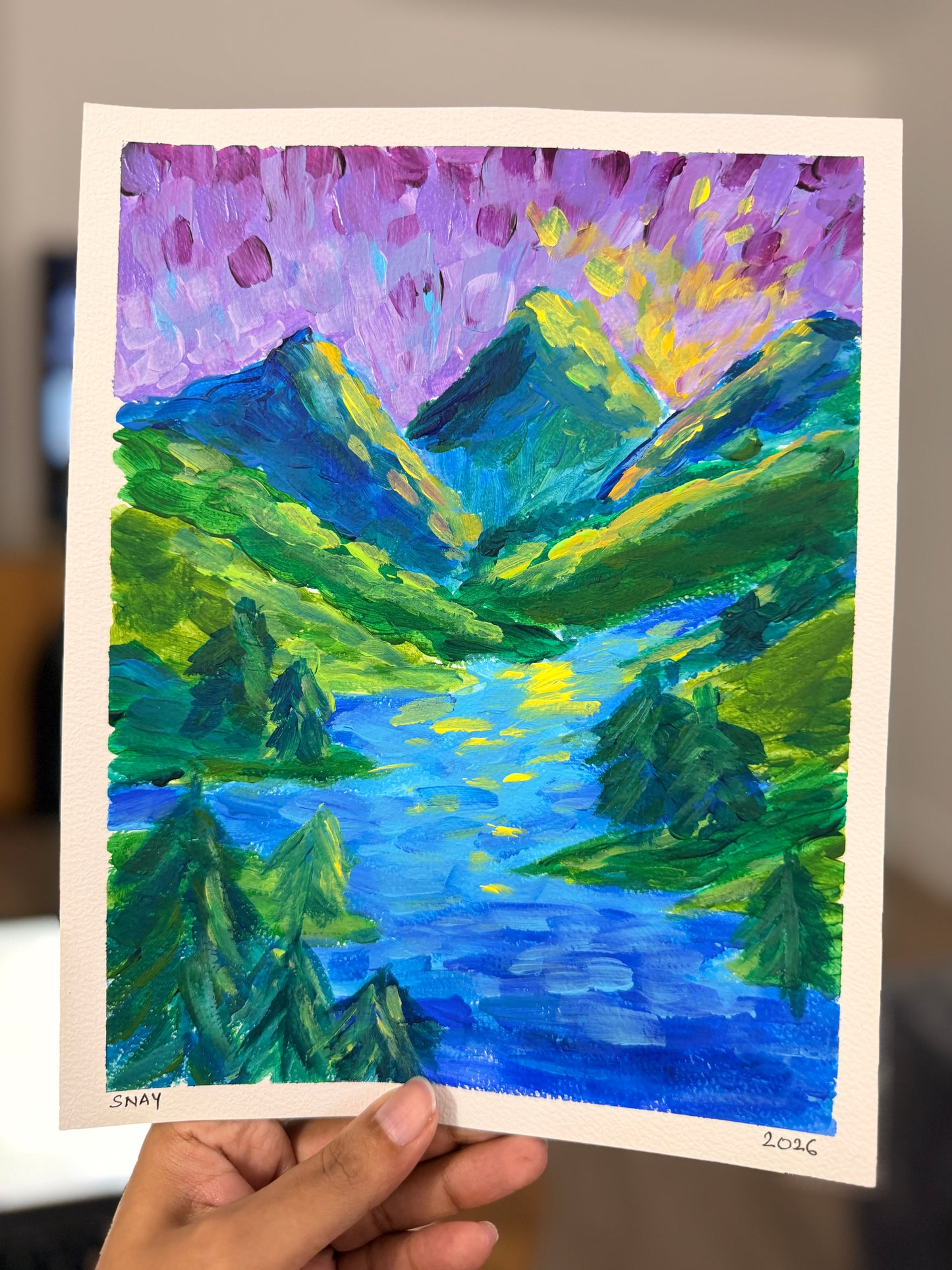 "Somewhere to Breathe" Original Acrylic Painting Study on Paper (8" × 10") | Art by Snay