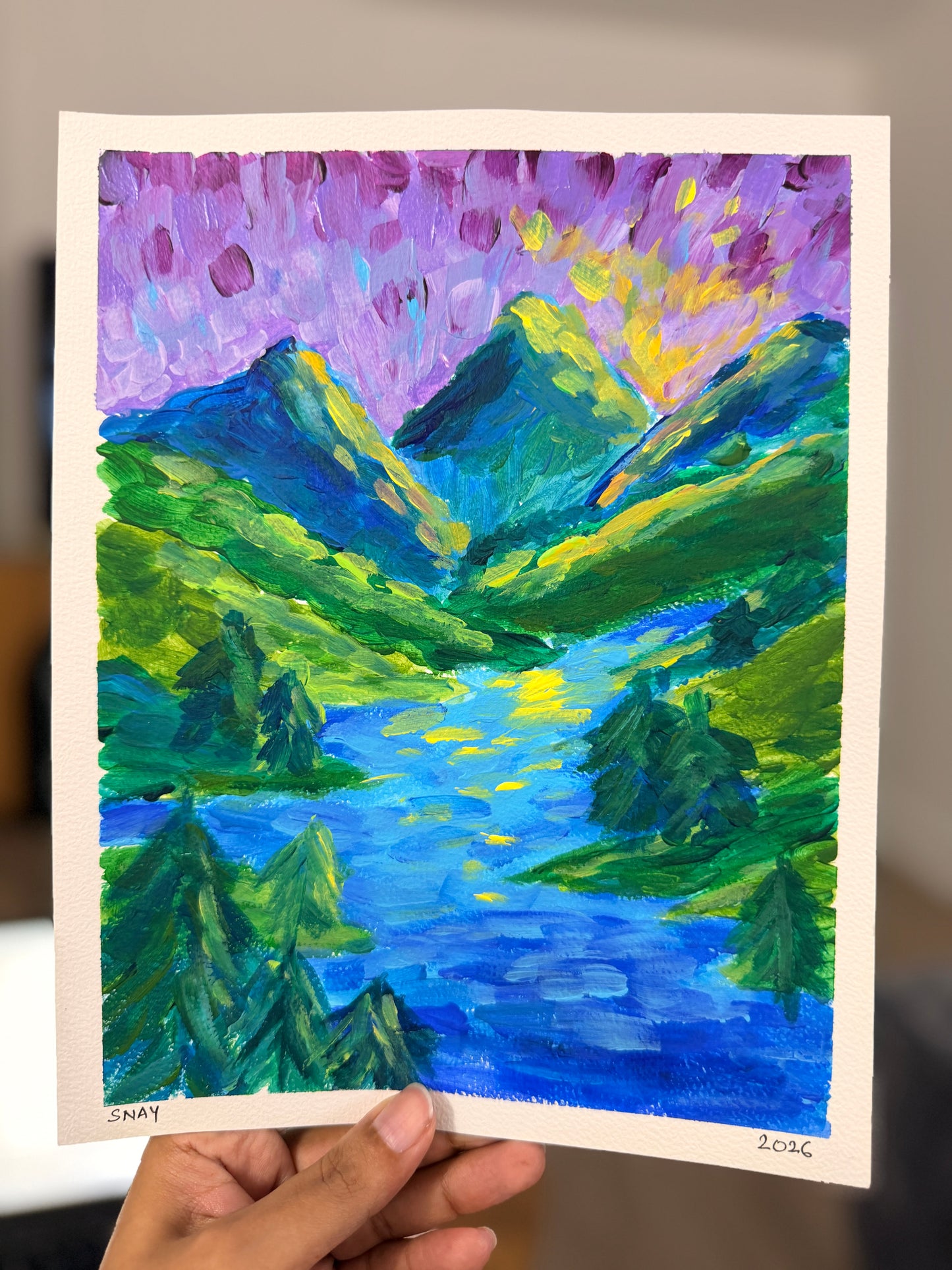 "Somewhere to Breathe" Original Acrylic Painting Study on Paper (8" × 10") | Art by Snay