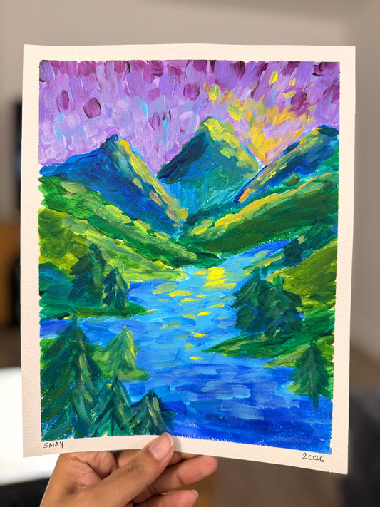 "Somewhere to Breathe" Original Acrylic Painting Study on Paper (8" × 10") | Art by Snay