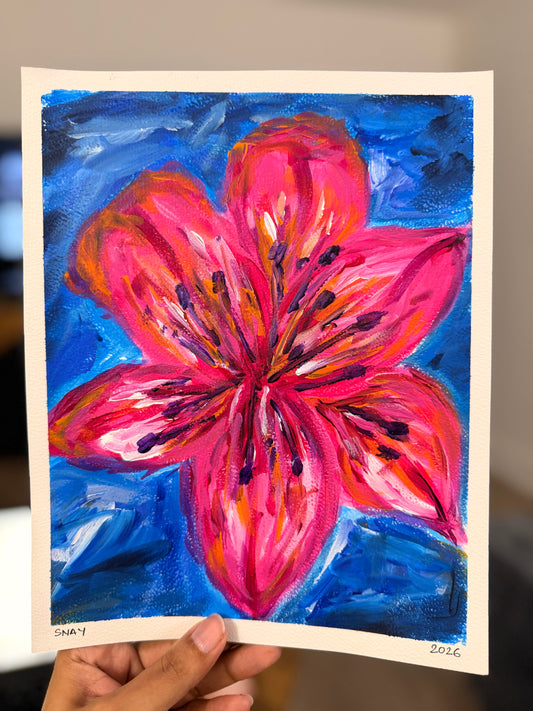 "Wild Lily" Original Acrylic Painting Study on Paper (8" × 10") | Art by Snay