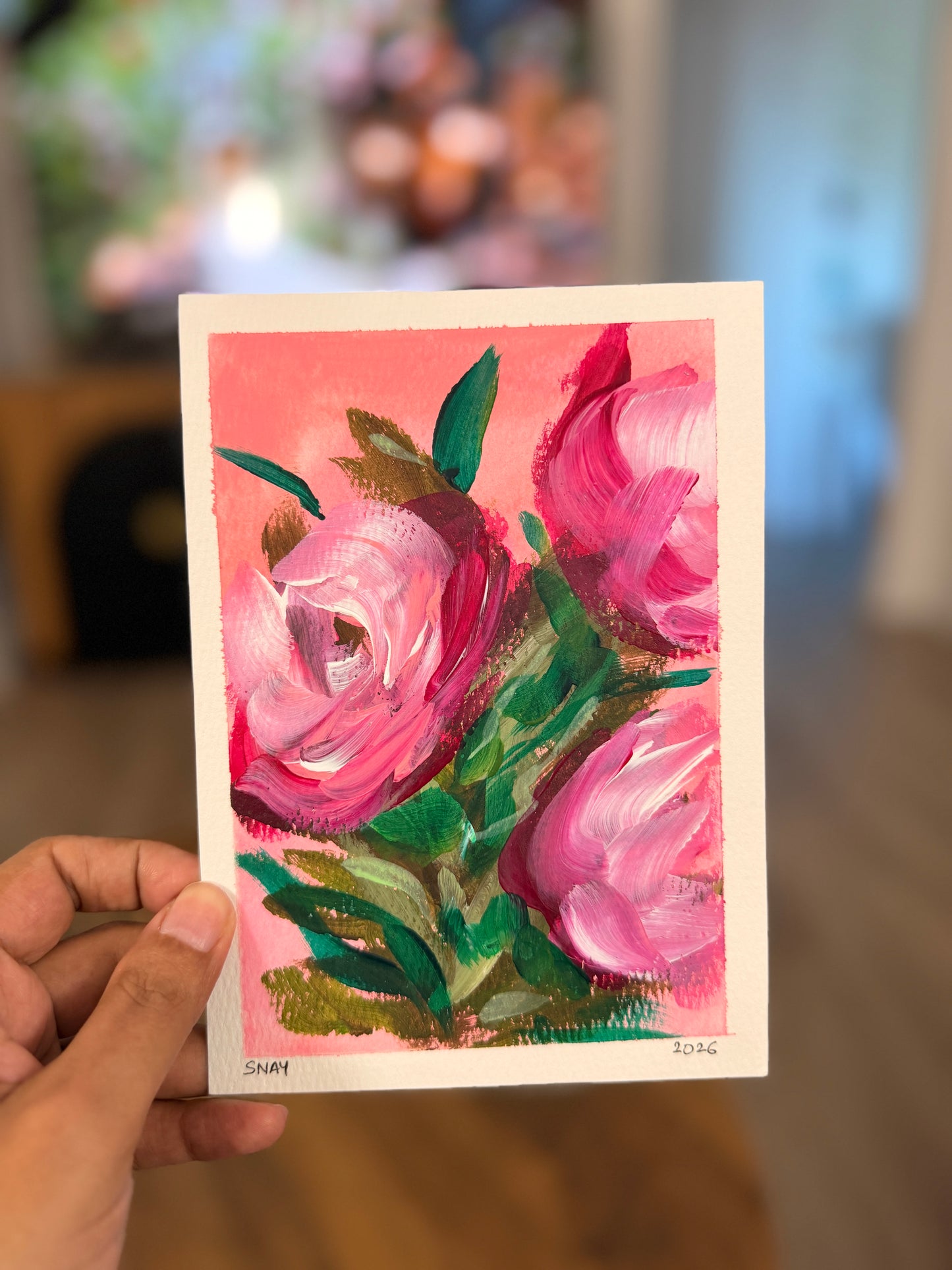 "A Piece of My Heart" Original Acrylic Painting Study on Paper (5" × 7") | Art by Snay