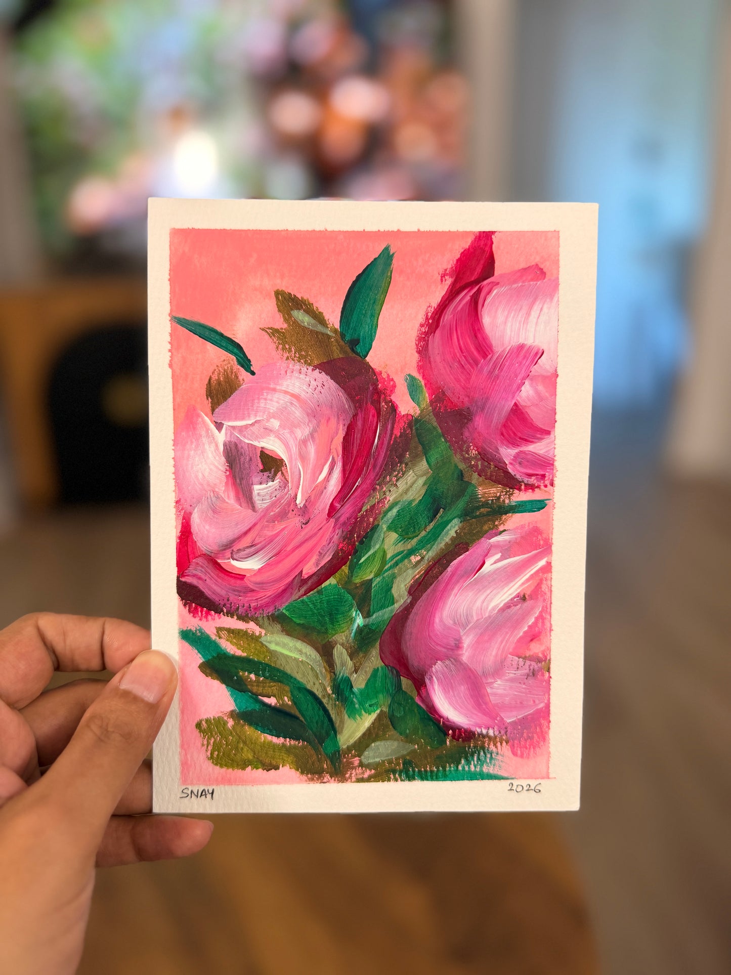 "A Piece of My Heart" Original Acrylic Painting Study on Paper (5" × 7") | Art by Snay