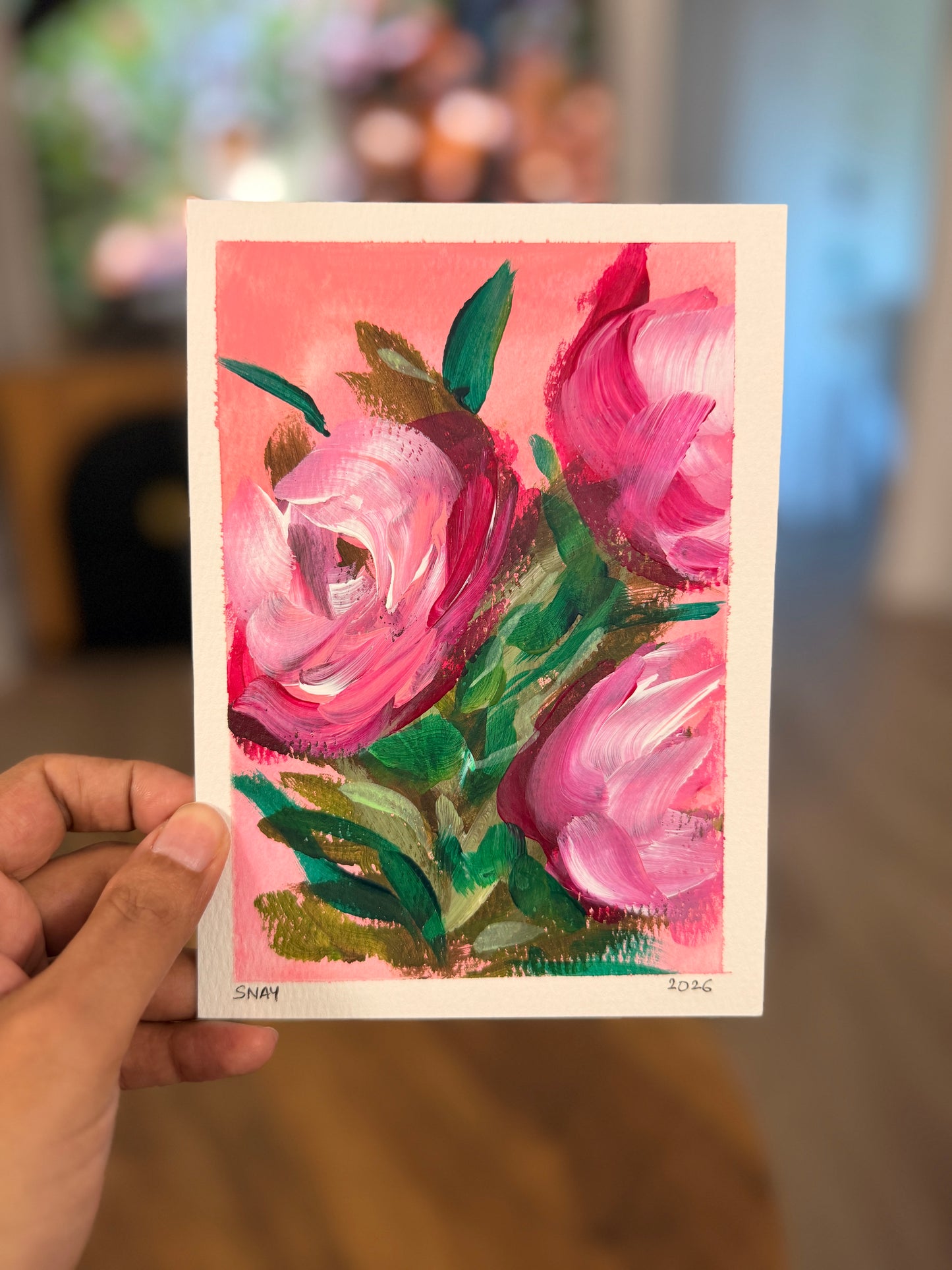 "A Piece of My Heart" Original Acrylic Painting Study on Paper (5" × 7") | Art by Snay