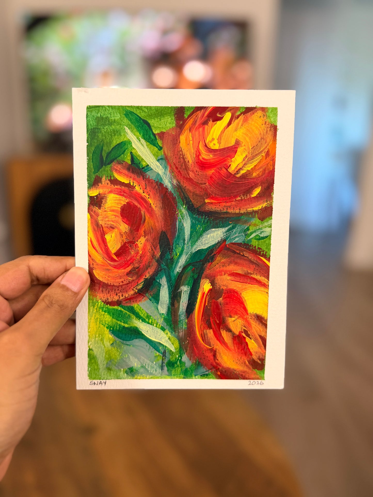 "A Piece of the Sun" Original Acrylic Painting Study on Paper (5" × 7") | Art by Snay