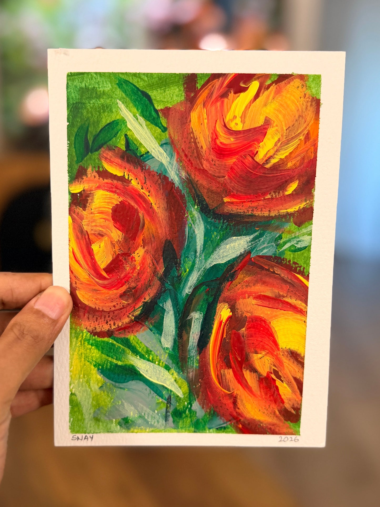 "A Piece of the Sun" Original Acrylic Painting Study on Paper (5" × 7") | Art by Snay