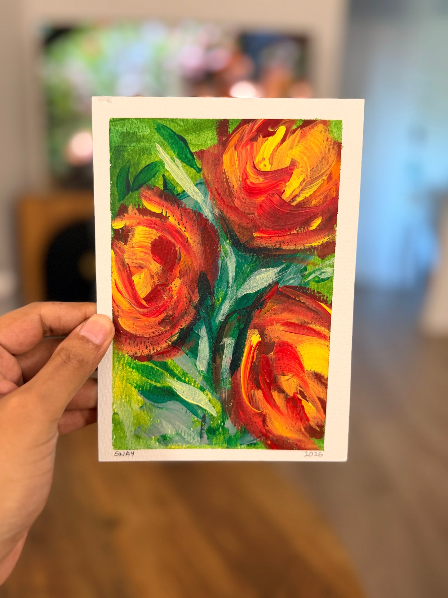 "A Piece of the Sun" Original Acrylic Painting Study on Paper (5" × 7") | Art by Snay