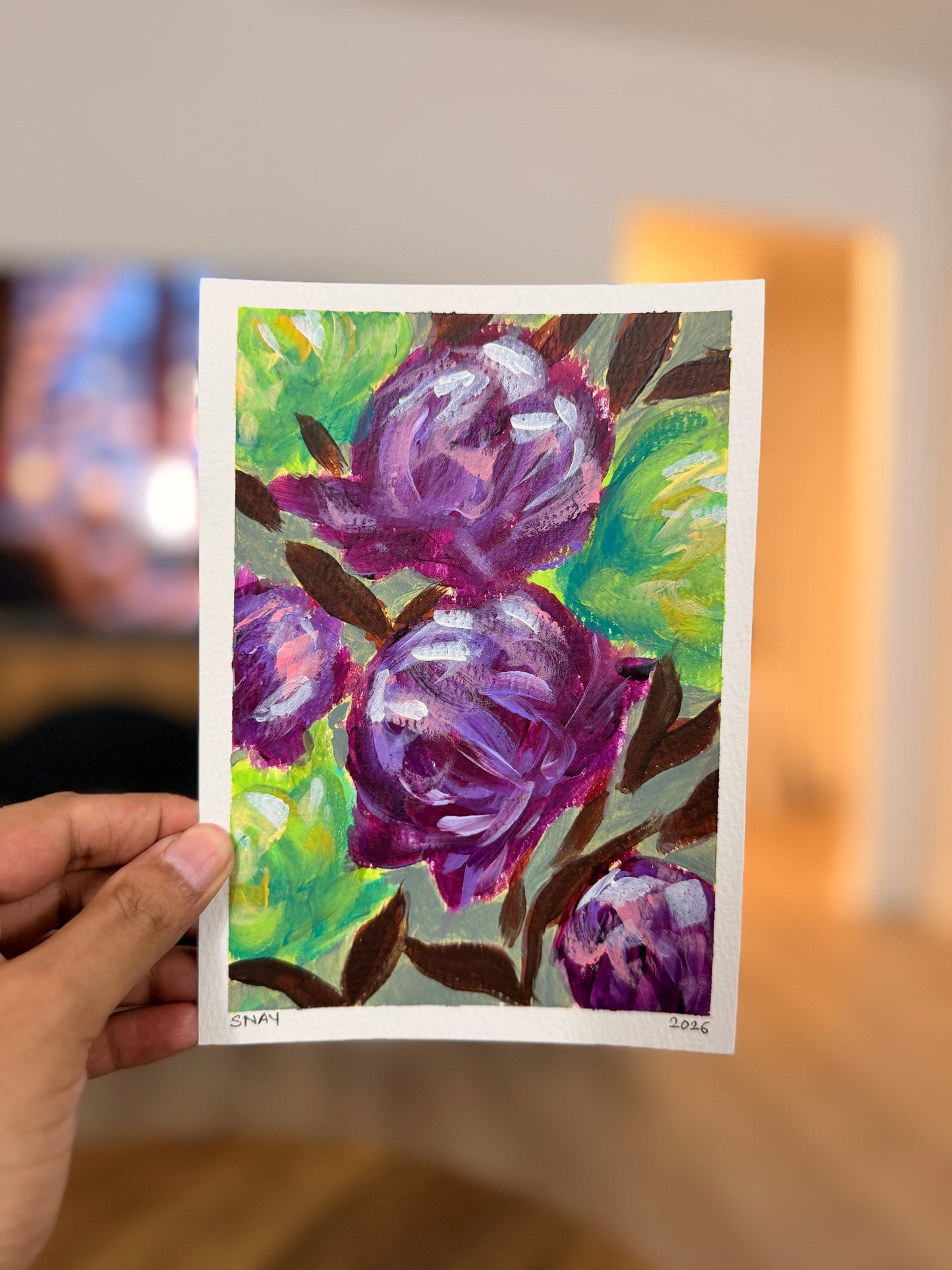 "Purple Hour 1" Original Acrylic Painting Study on Paper (5" × 7") | Art by Snay
