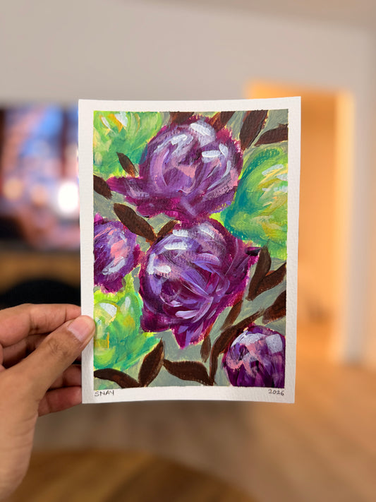 "Purple Hour 1" Original Acrylic Painting Study on Paper (5" × 7") | Art by Snay
