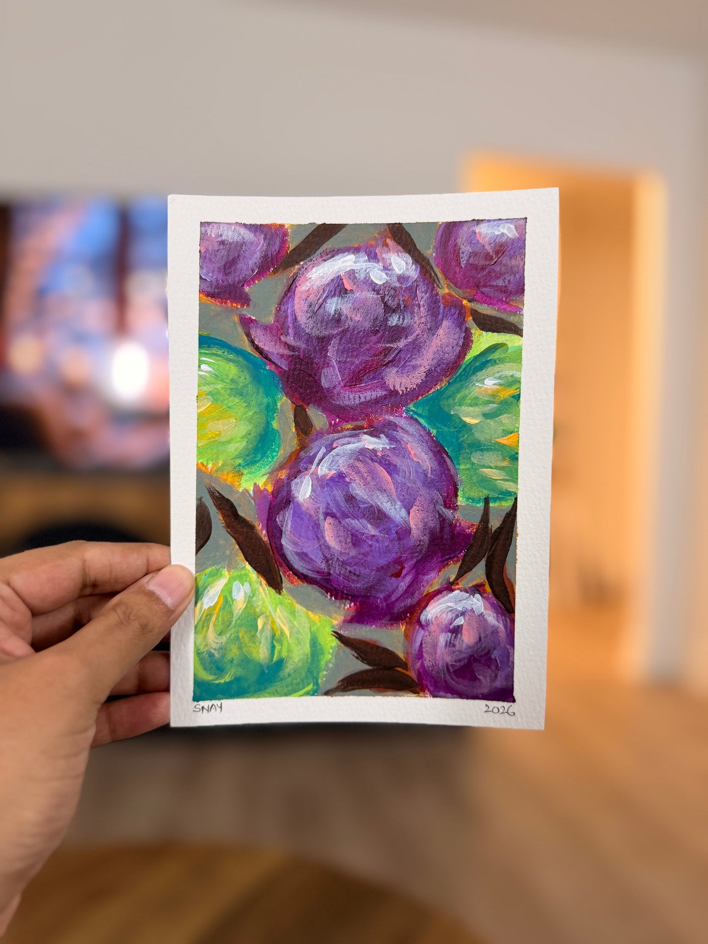 "Purple Hour 2" Original Acrylic Painting Study on Paper (5" × 7") | Art by Snay