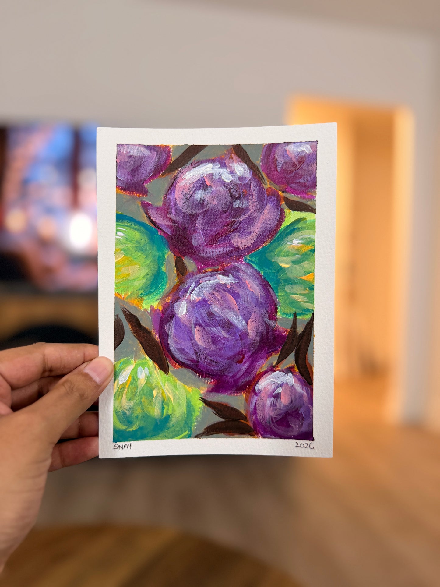"Purple Hour 2" Original Acrylic Painting Study on Paper (5" × 7") | Art by Snay